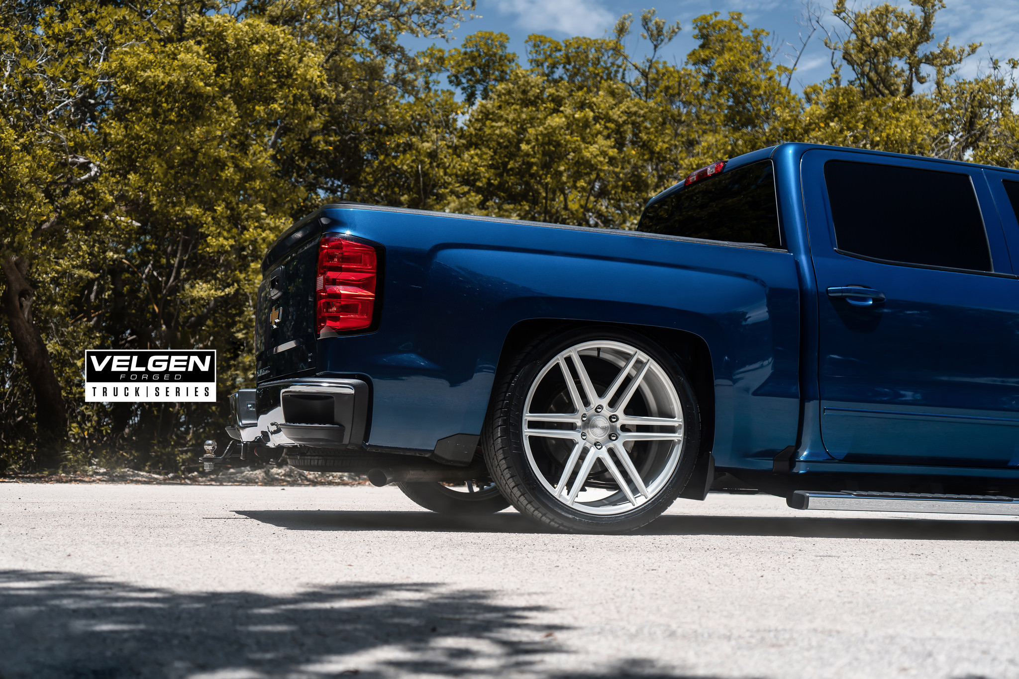 Blue Chevy Silverado with Red LED Taillights - Photo by Velgen