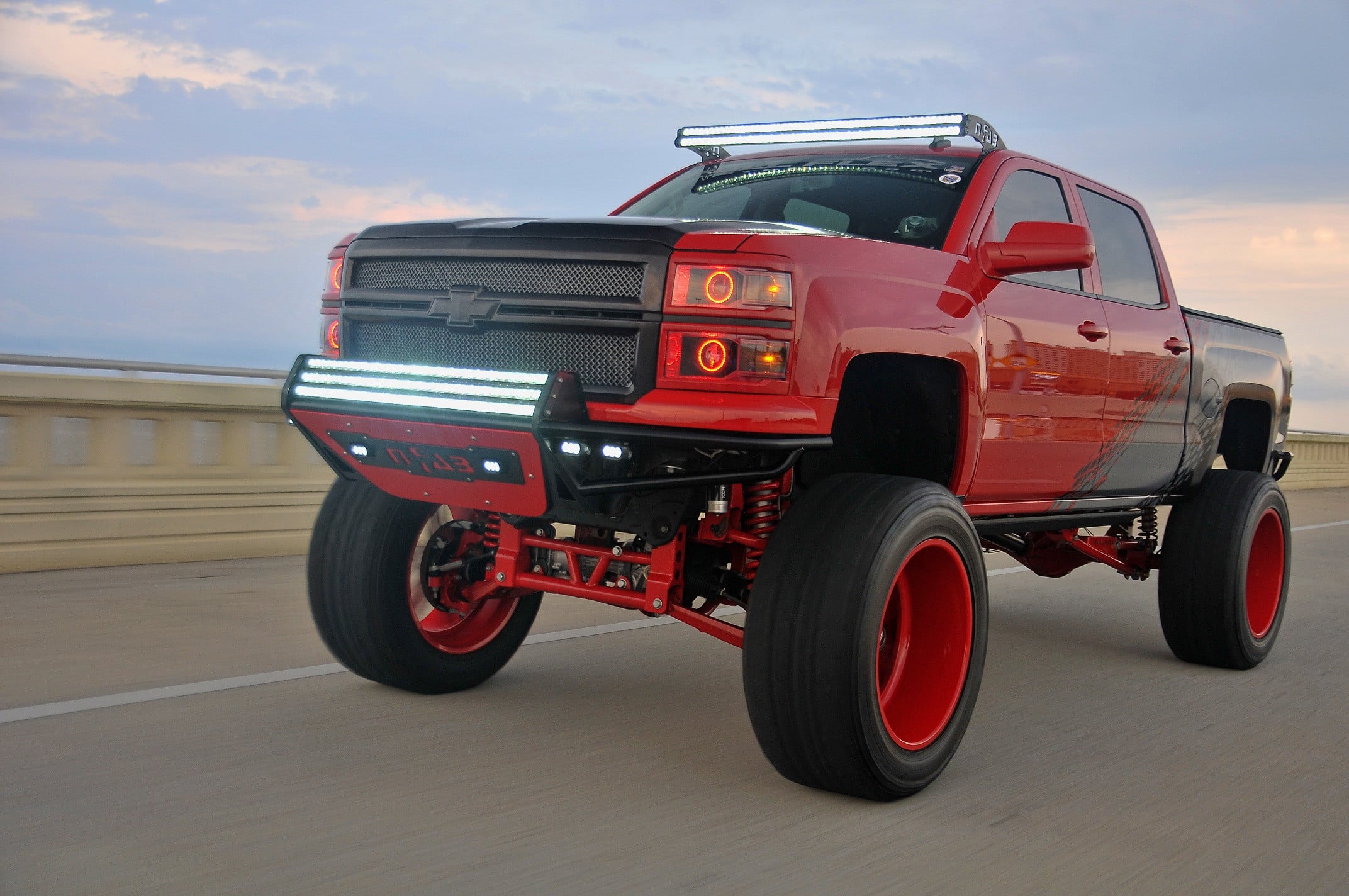 Chevy Silverado With Red LED Headlights - Photo by American Force
