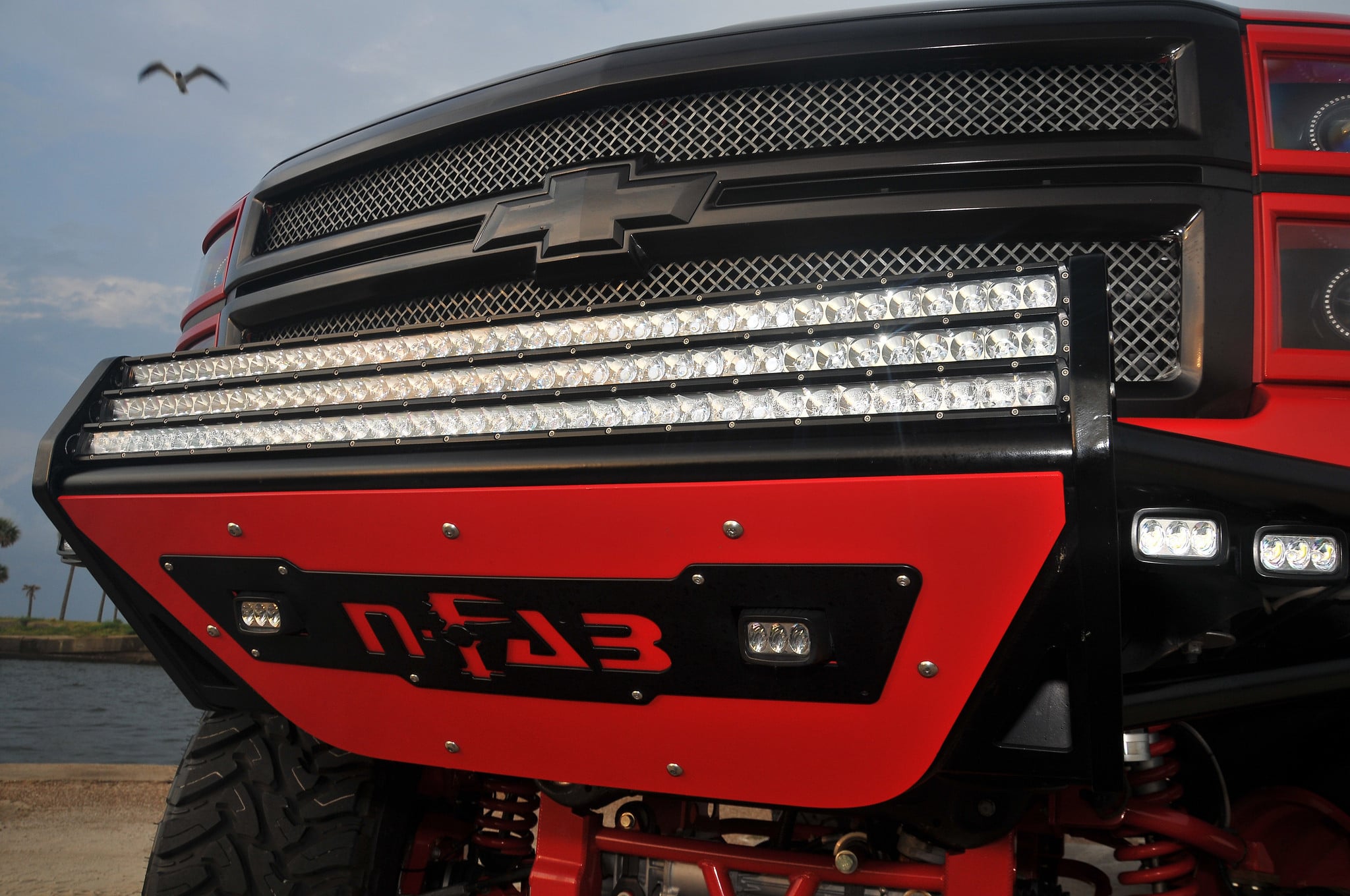 N-Fab Pre-runner bumper With Three LED Light Bars - Photo by American Force