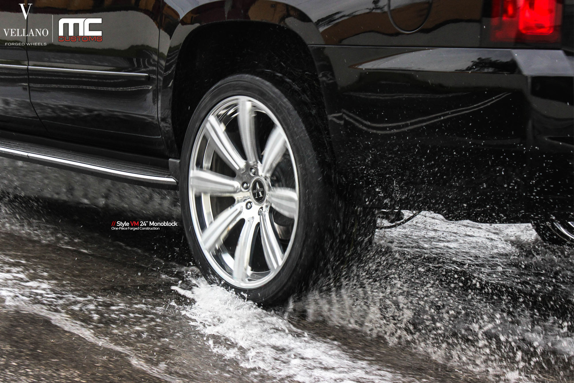 Chrome Vellano Rims on Black Chevy Tahoe - Photo by Vellano