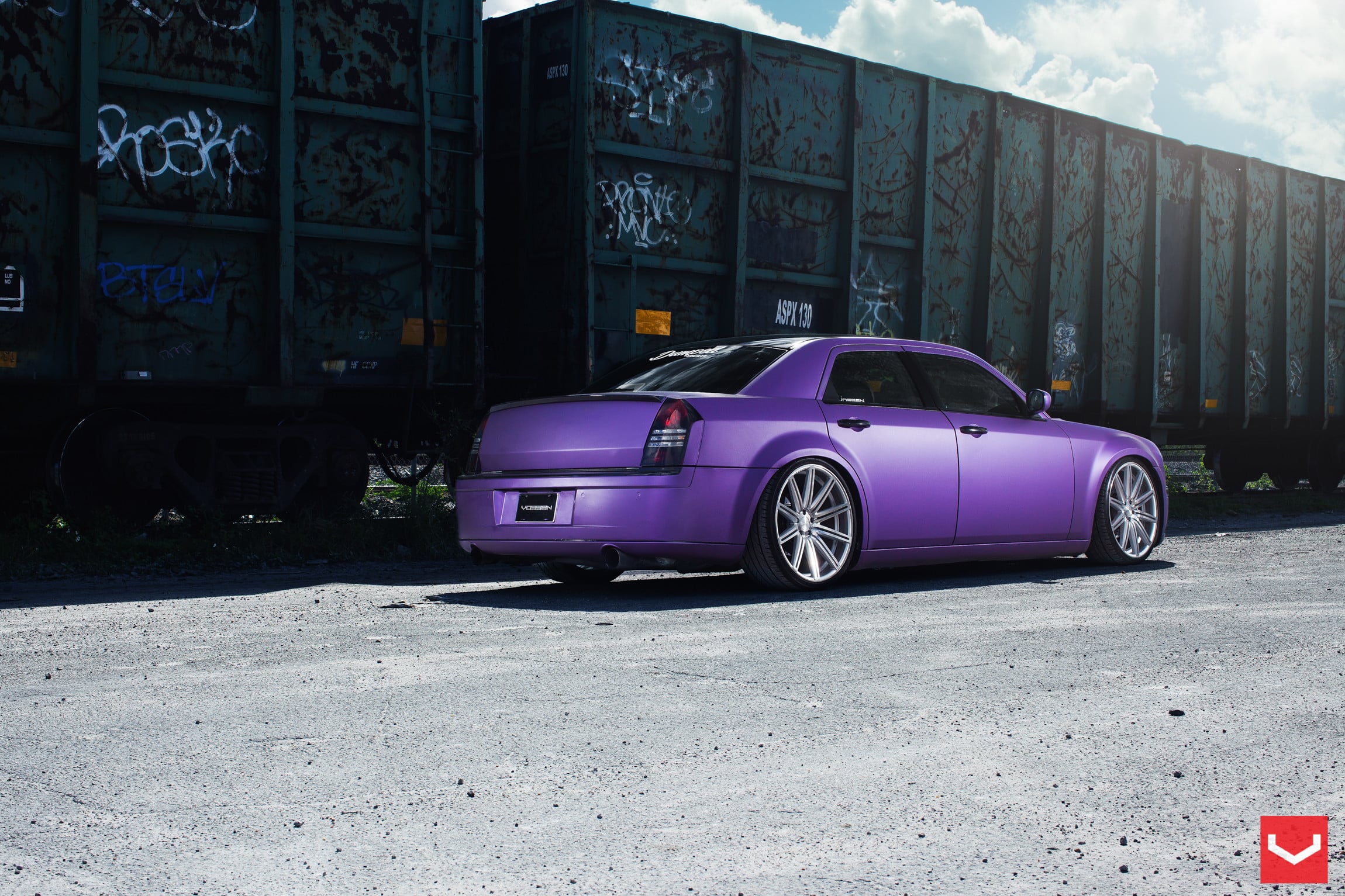 Purple Matte Chrysler 300 Rear Lip Spoiler - Photo by Vossen
