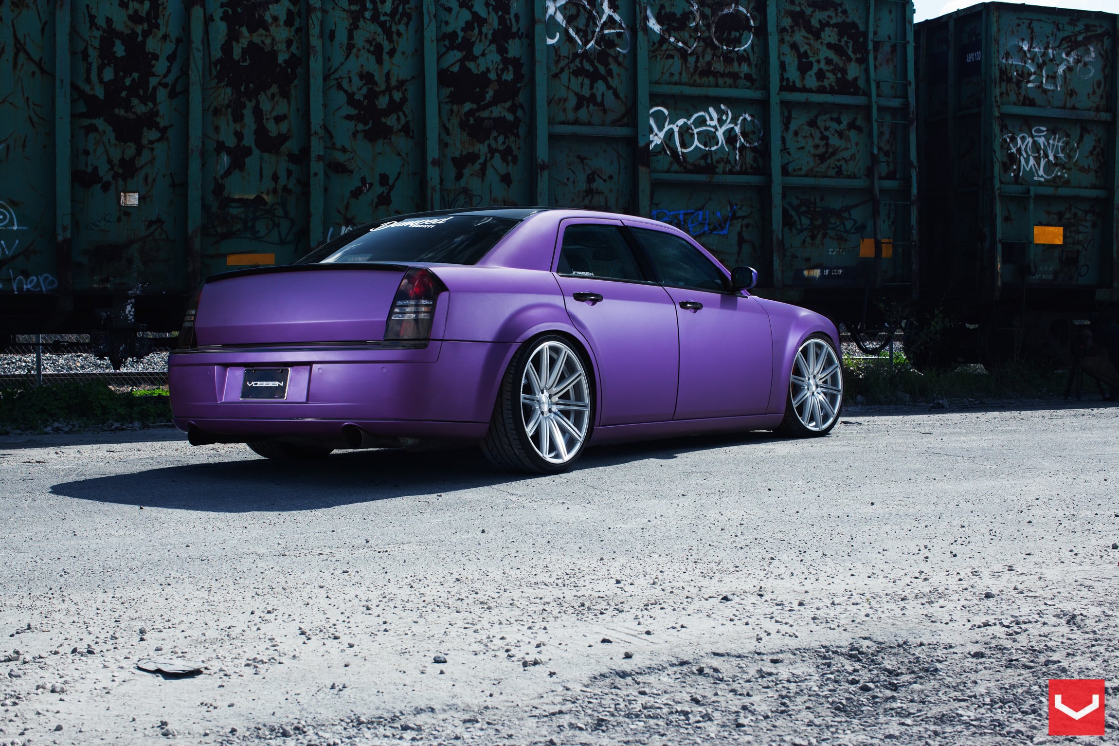 Red Smoke LED Taillights on Purple Matte Chrysler 300 - Photo by Vossen