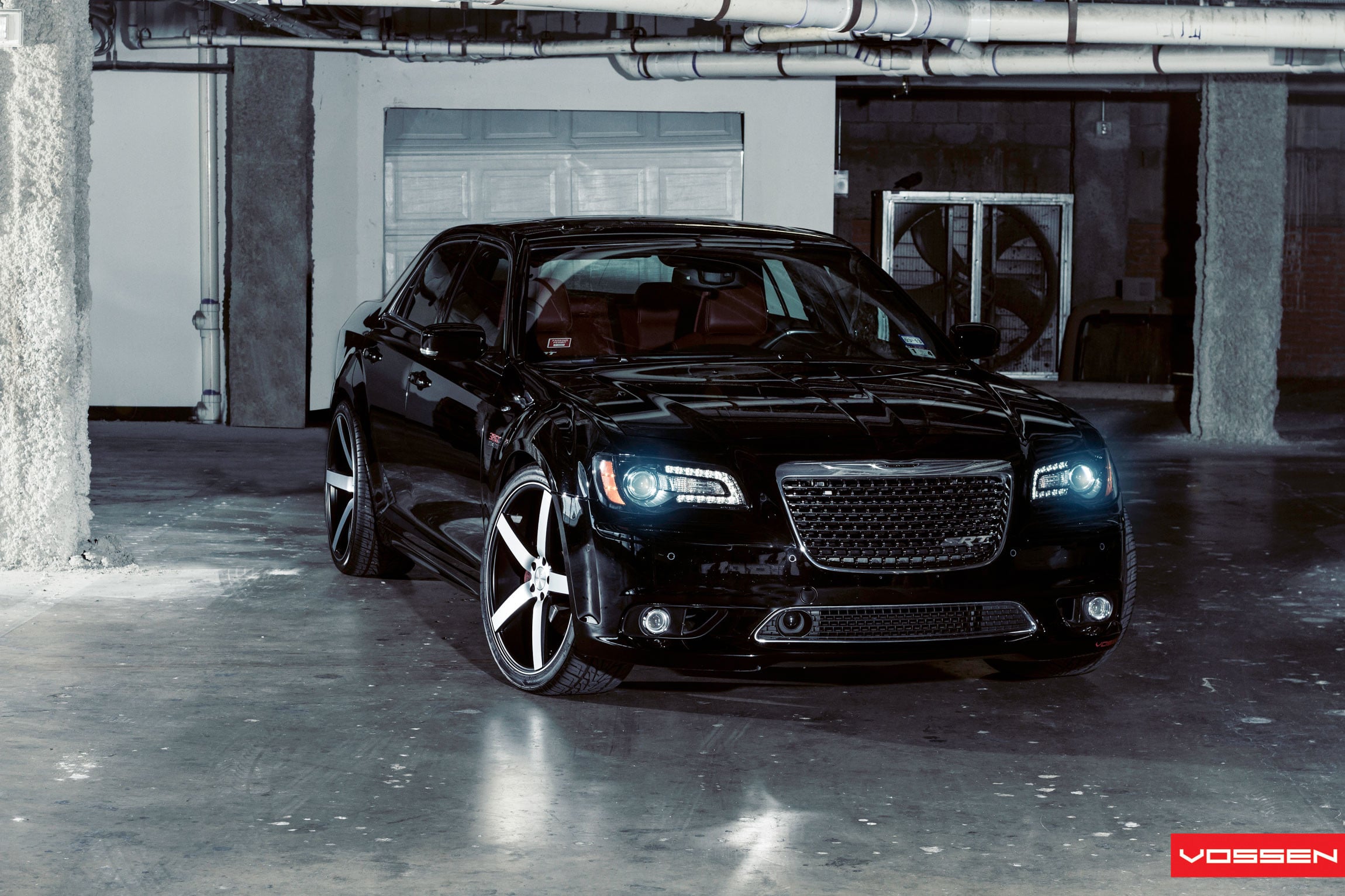 Black Chrysler 300 SRT with Custom Grille - Photo by Vossen