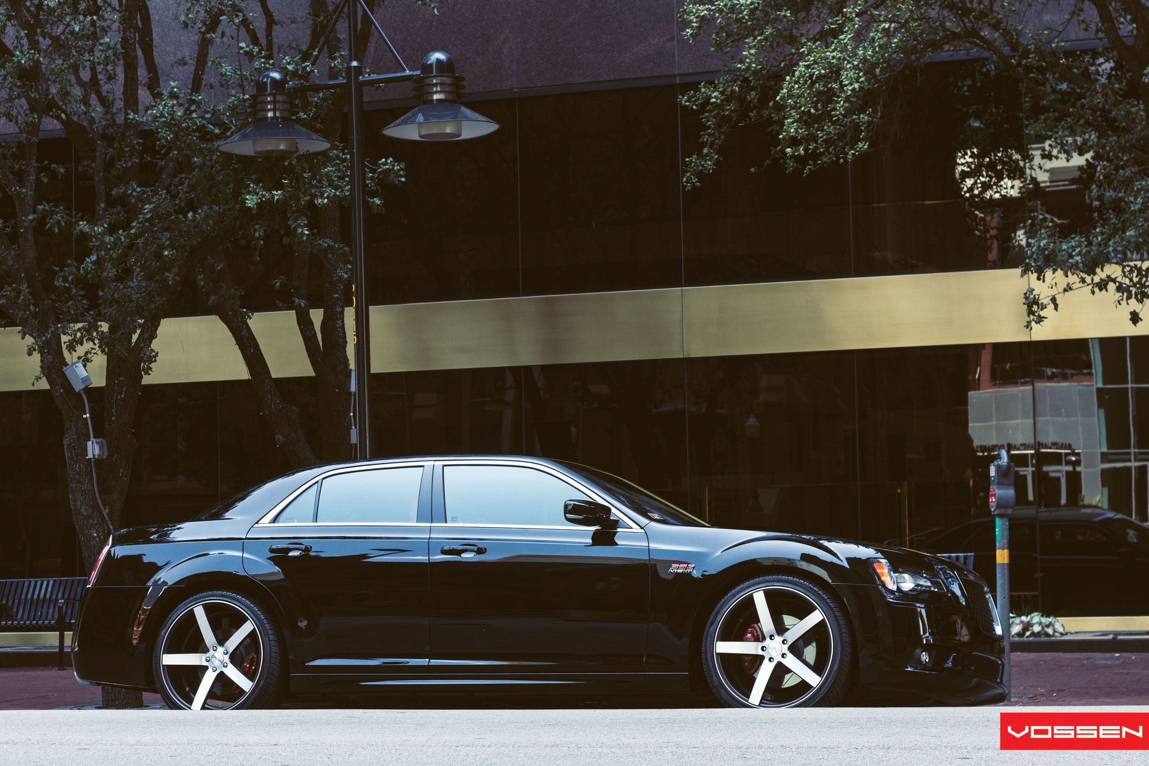 Black Chrysler 300 Hemi with Aftermarket Side Skirts - Photo by Vossen