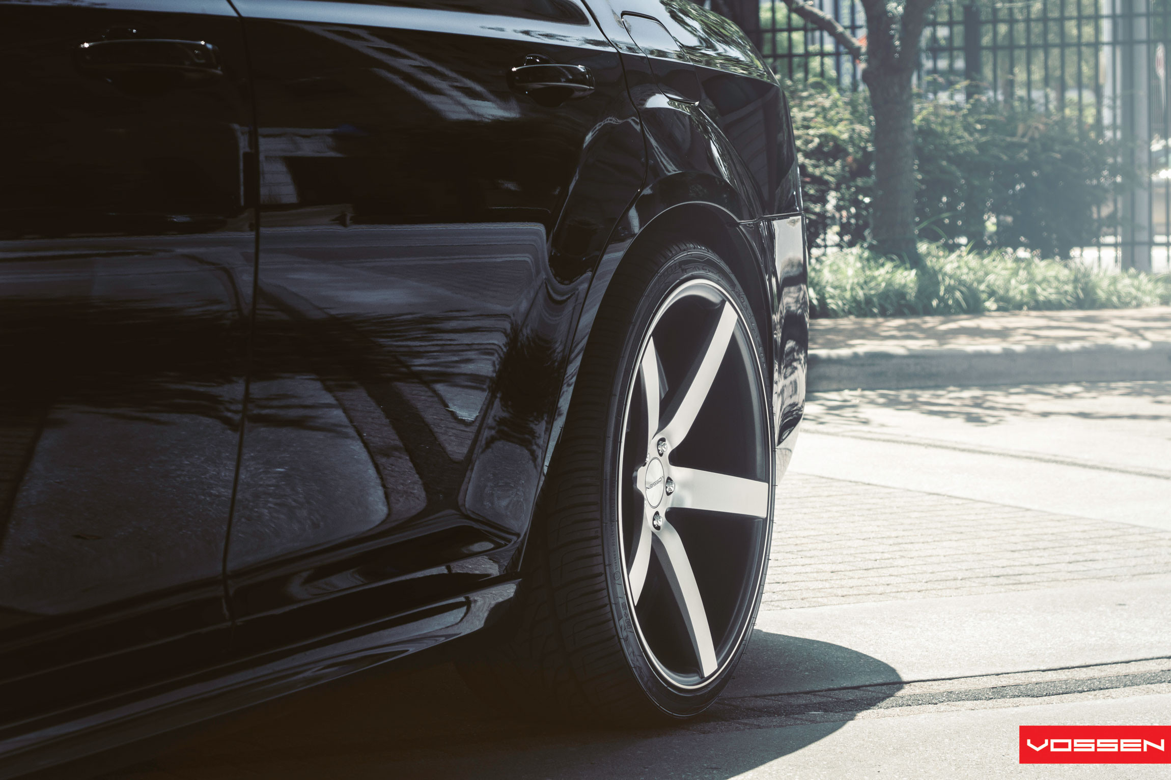 Custom Chrome Vossen Wheels on Black Chrysler 300 - Photo by Vossen