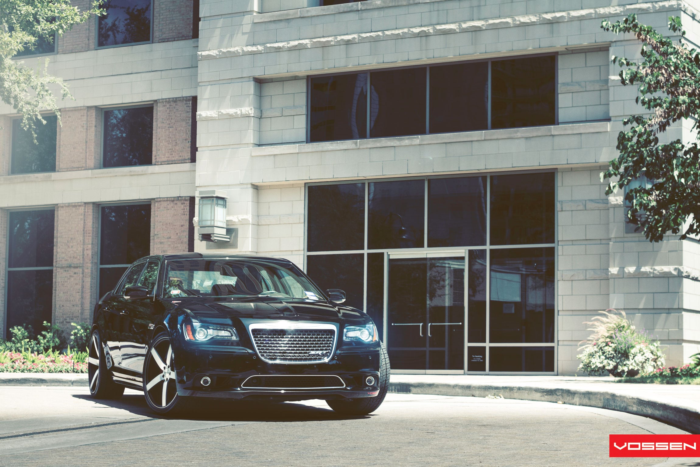 Black Chrysler 300 SRT with LED Headlights - Photo by Vossen