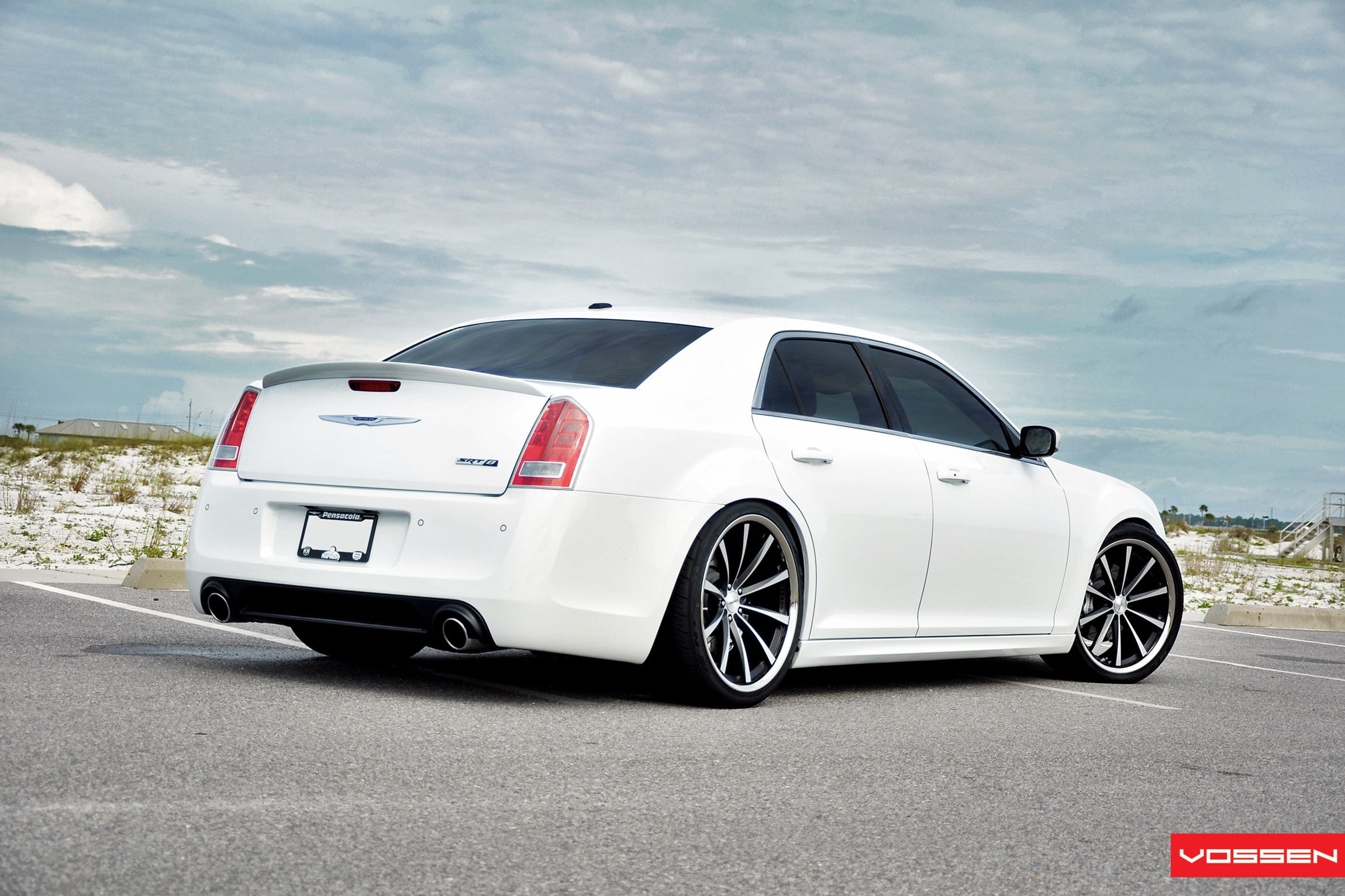 White Chrysler 300 SRT8 Rear Lip Spoiler - Photo by Vossen