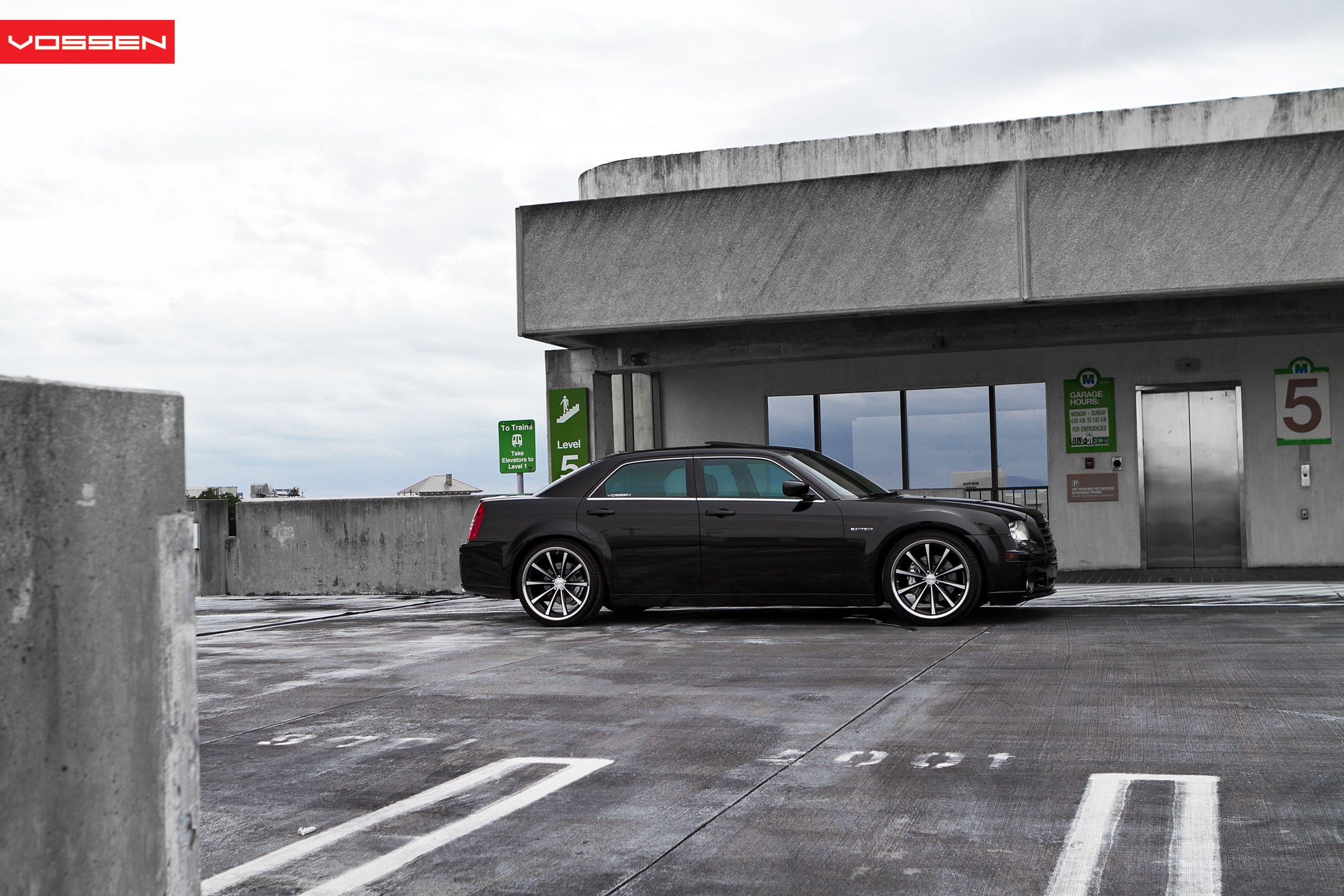 Chrome CV Vossen Wheels on Black Chrysler 300 - Photo by Vossen
