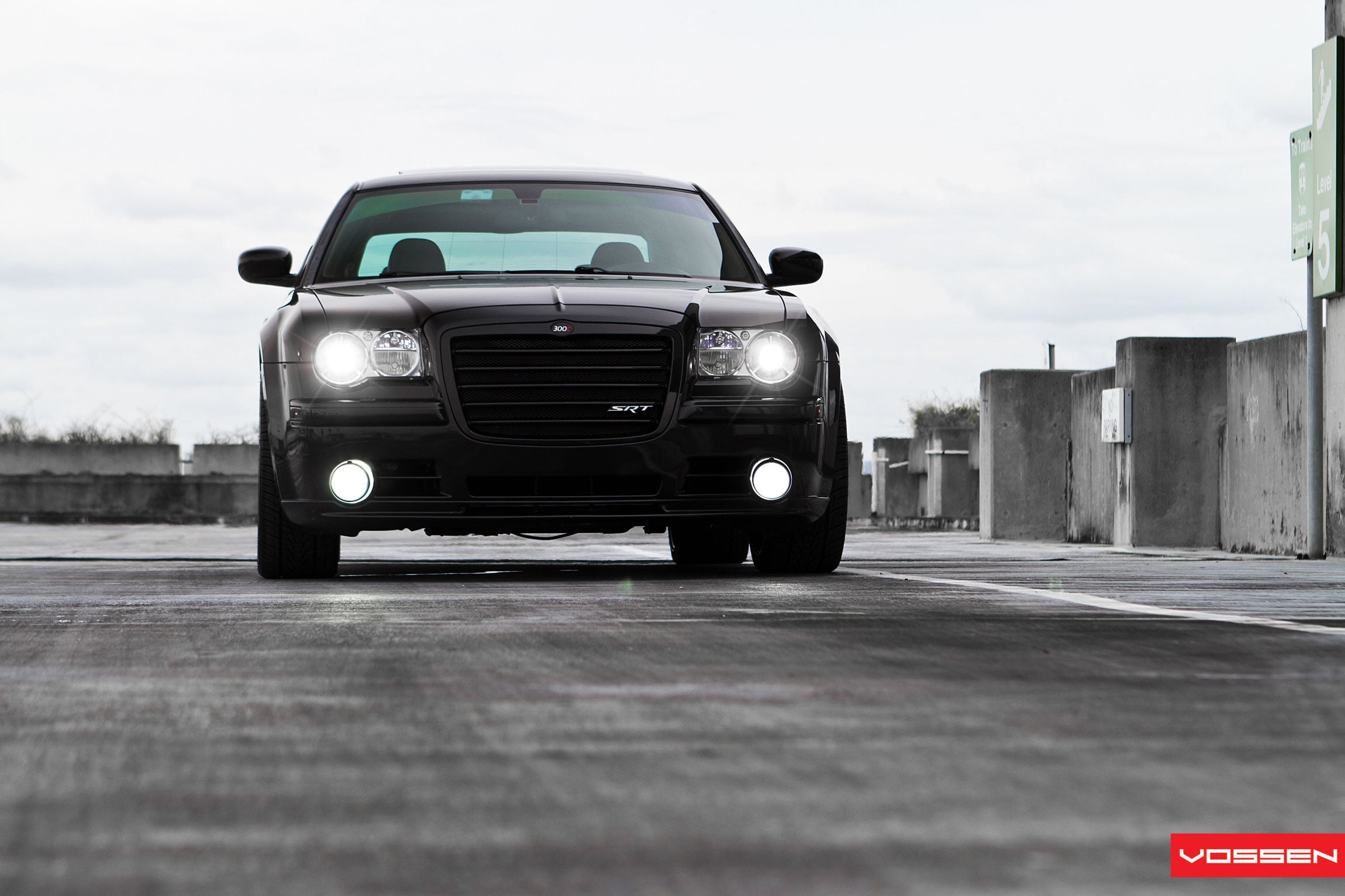 Black Chrysler 300 with Aftermarket LED Headlights - Photo by Vossen