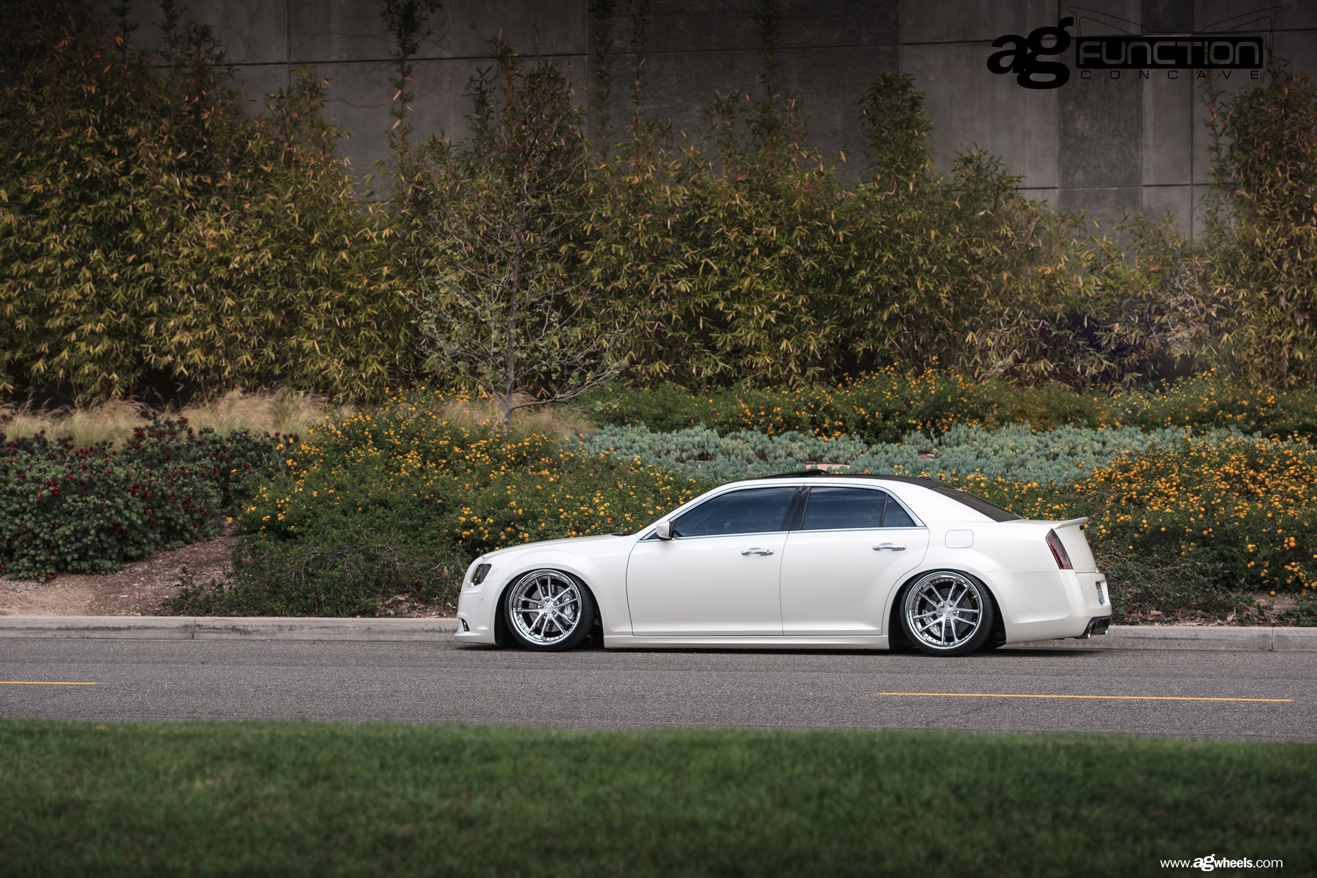 White Stanced Chrysler 300 Side Skirts - Photo by Avant Garde Wheels