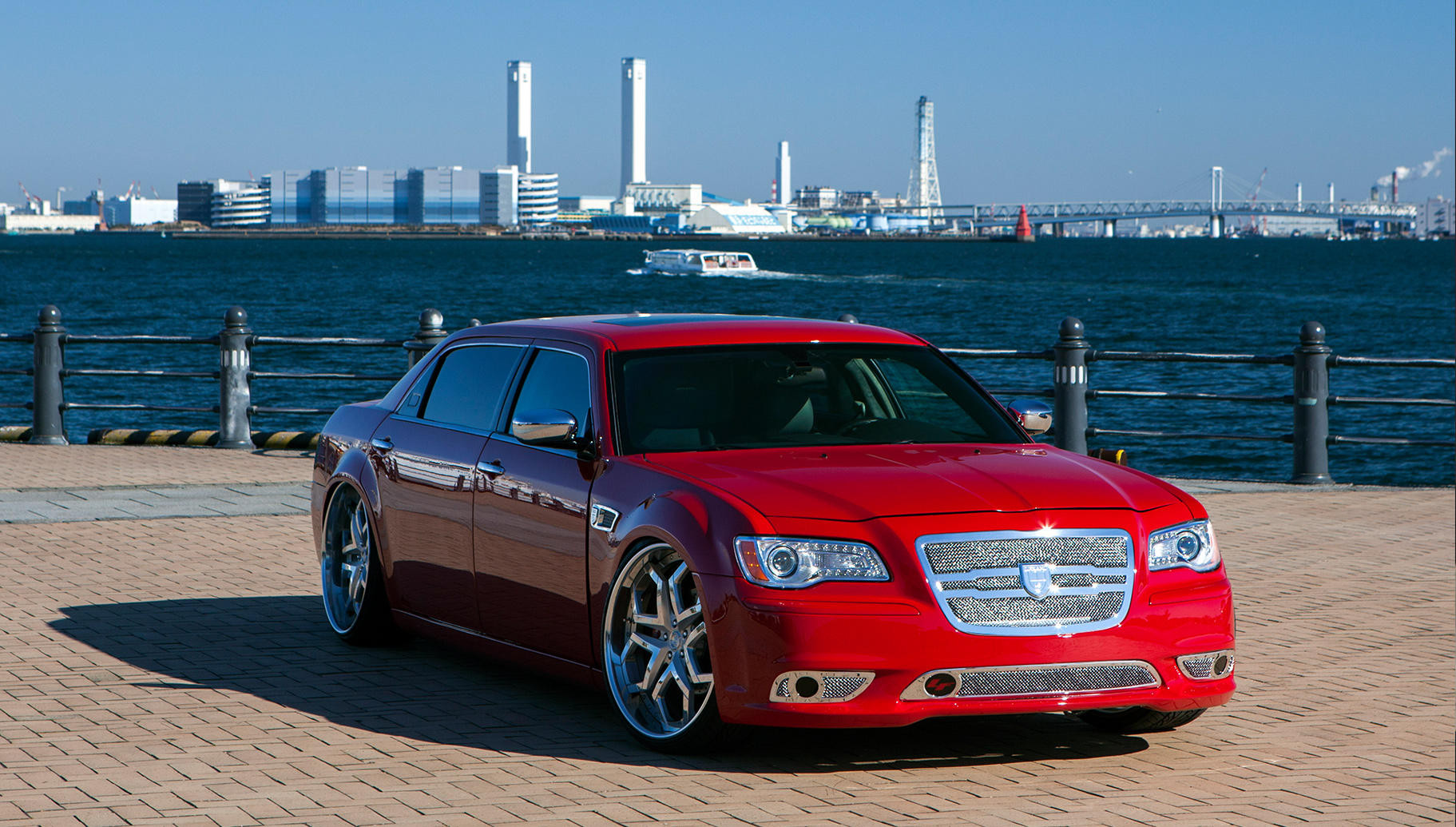 LF-110 Lexani Wheels on Custom Red Chrysler 300 - Photo by Lexani