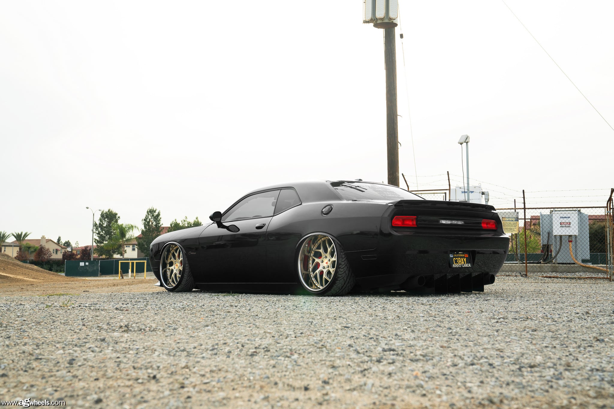 Black Dodge Challenger RT with Rear Lip Spoiler - Photo by Avant Garde Wheels