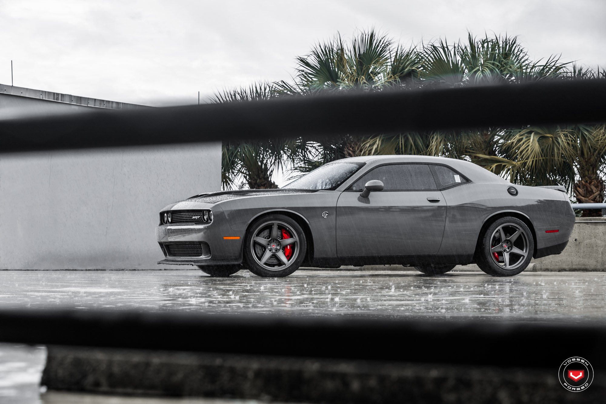 Vossen Rims with Brembo Brakes on Gray Dodge Challenger - Photo by Vossen