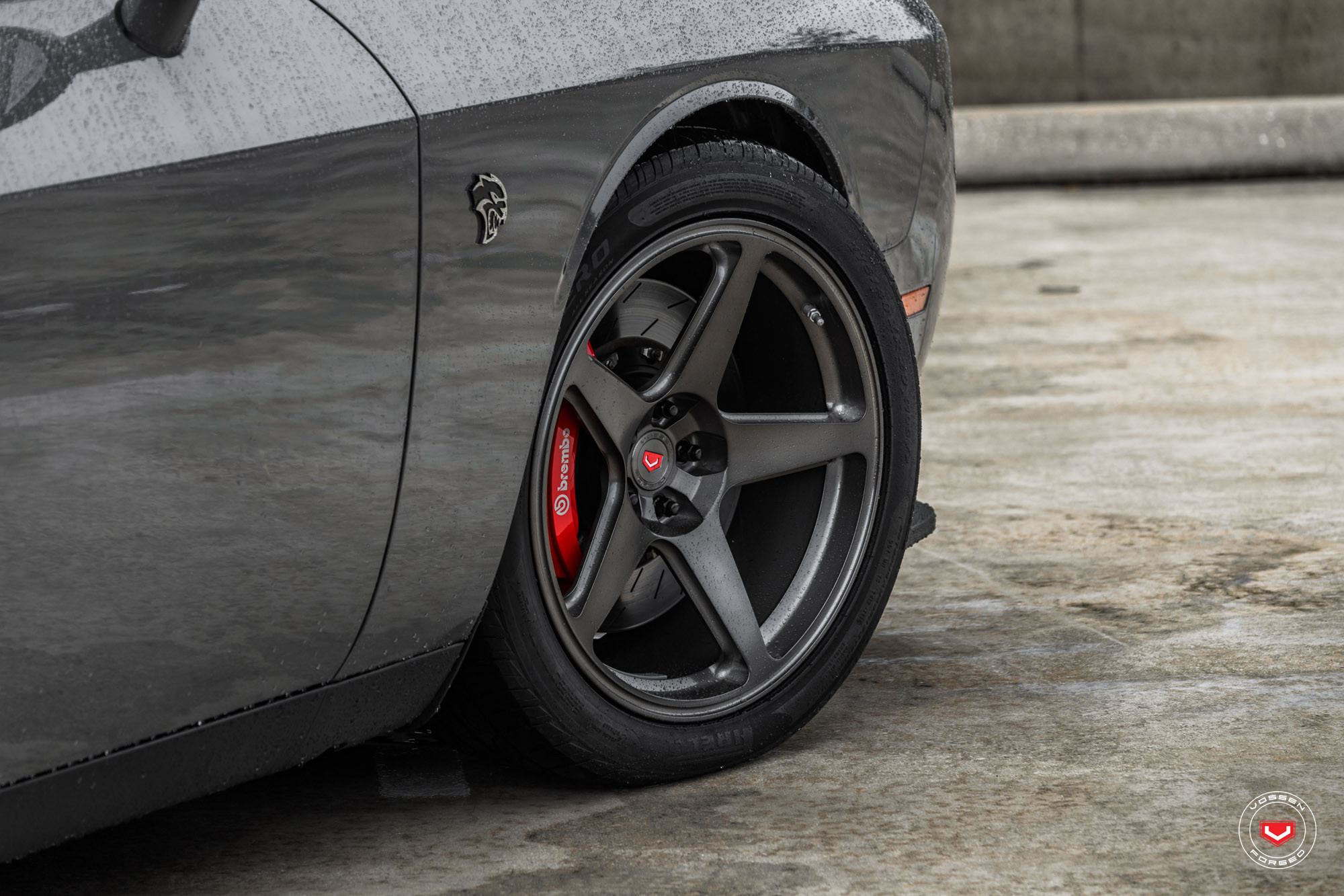 Gray Dodge Challenger with Forged Vossen Wheels - Photo by Vossen