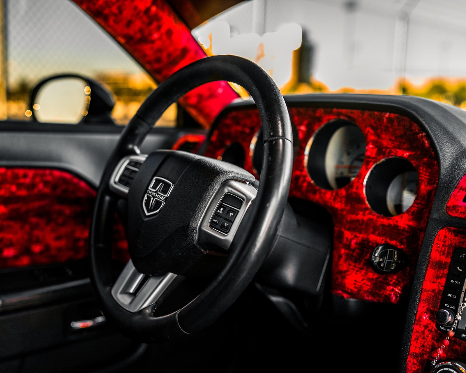Custom Dash Trim in Dodge Challenger SRT - Photo by Pjdmedia