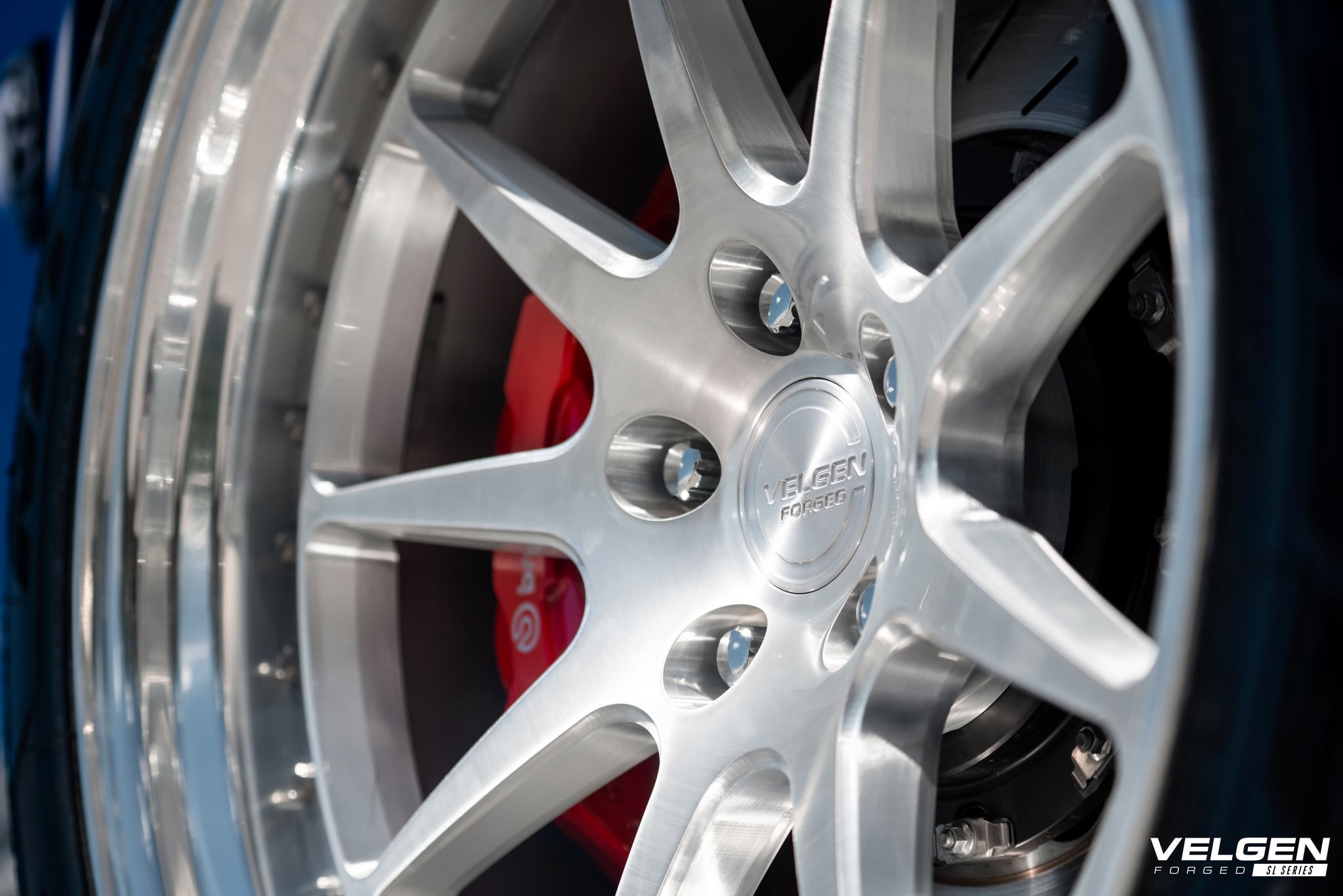Blue Dodge Challenger SRT with Forged Silver Velgen Rims - Photo by Velgen Wheels