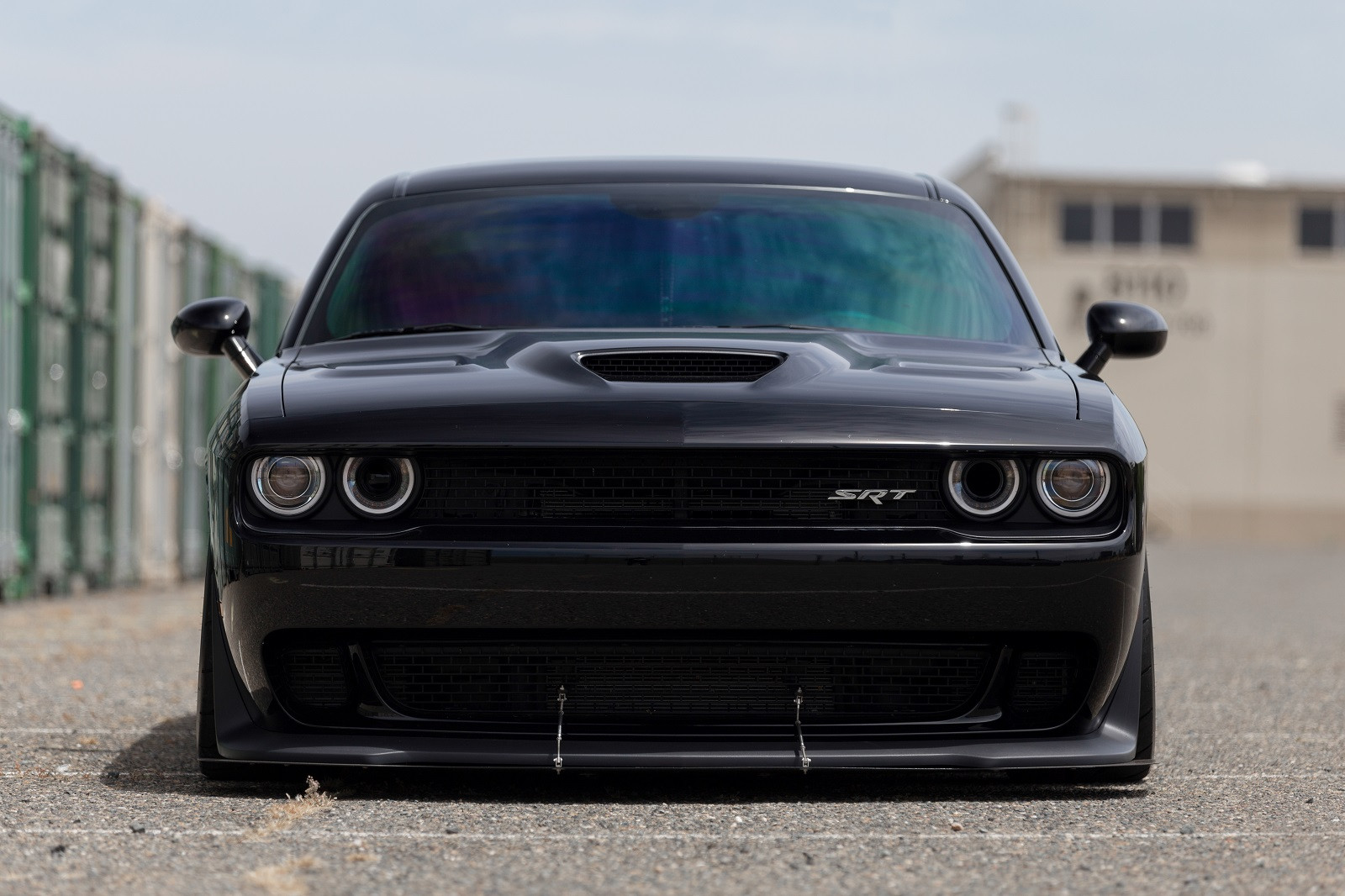 Custom Halo Headlights on Black Dodge Challenger SRT - Photo by B-Forged Performance Wheels
