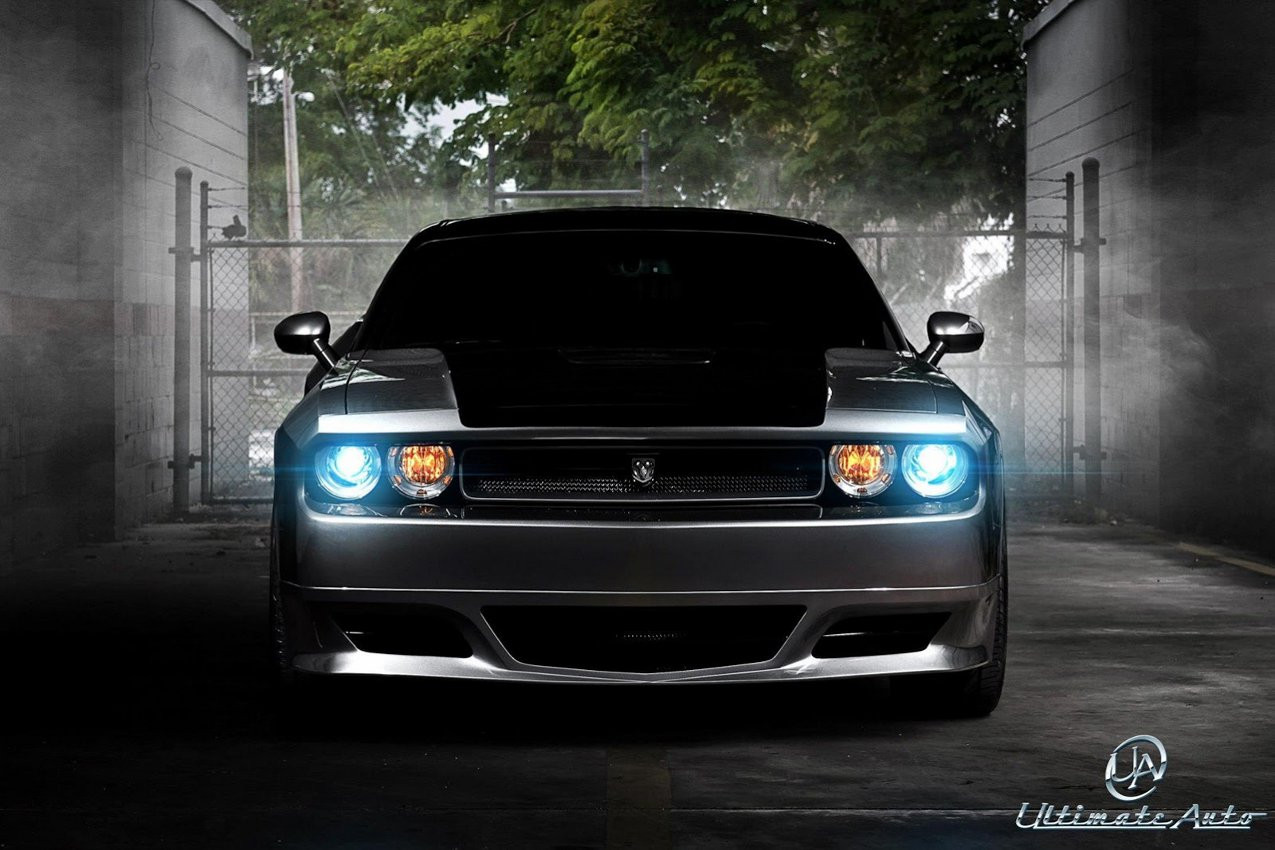 Dodge Challenger with Mild Blue HID lights - Photo by Ultimate Auto