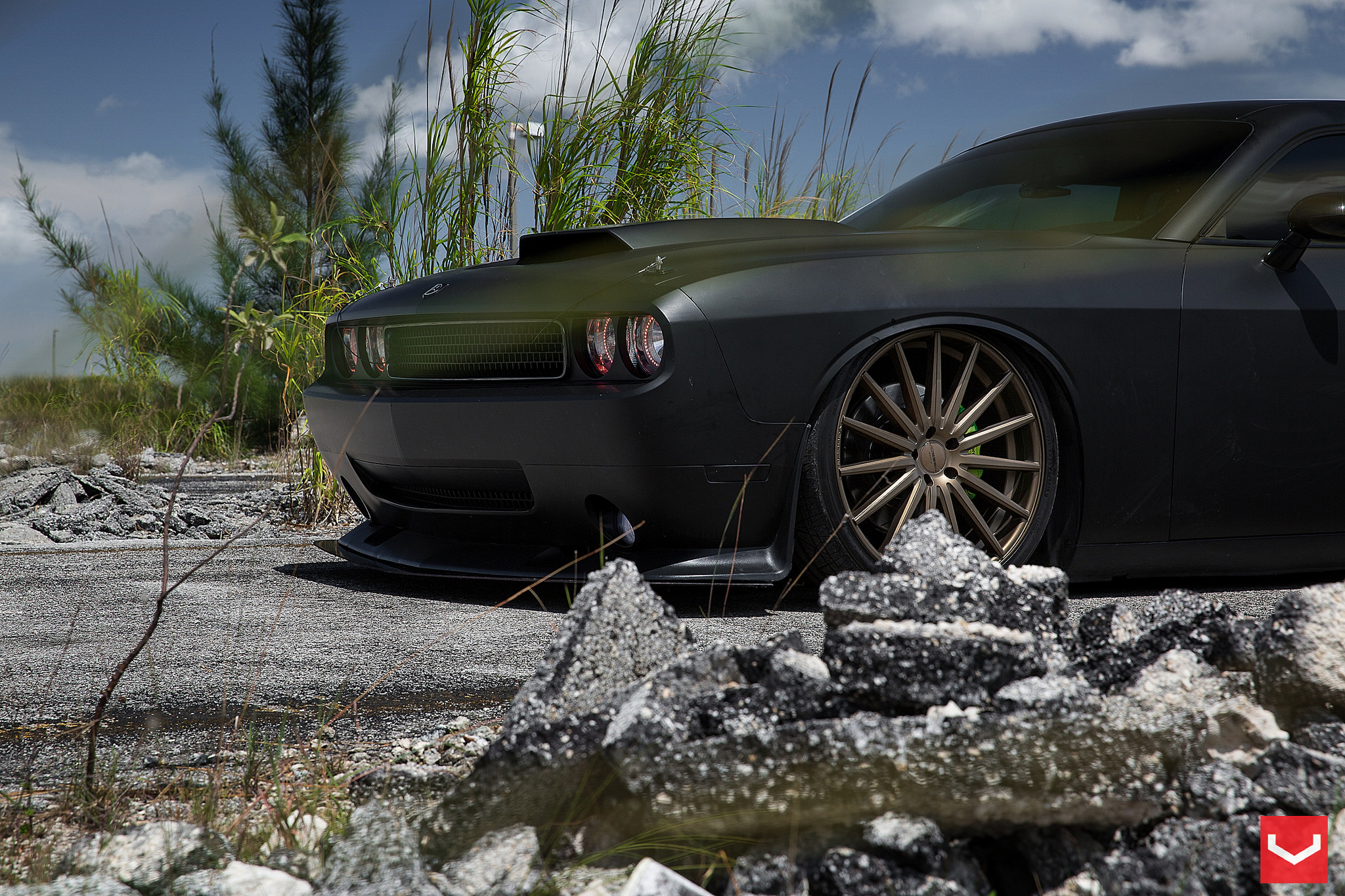Vossen VFS2 Satin Bronze Rims on Dodge Challenger - Photo by Vossen