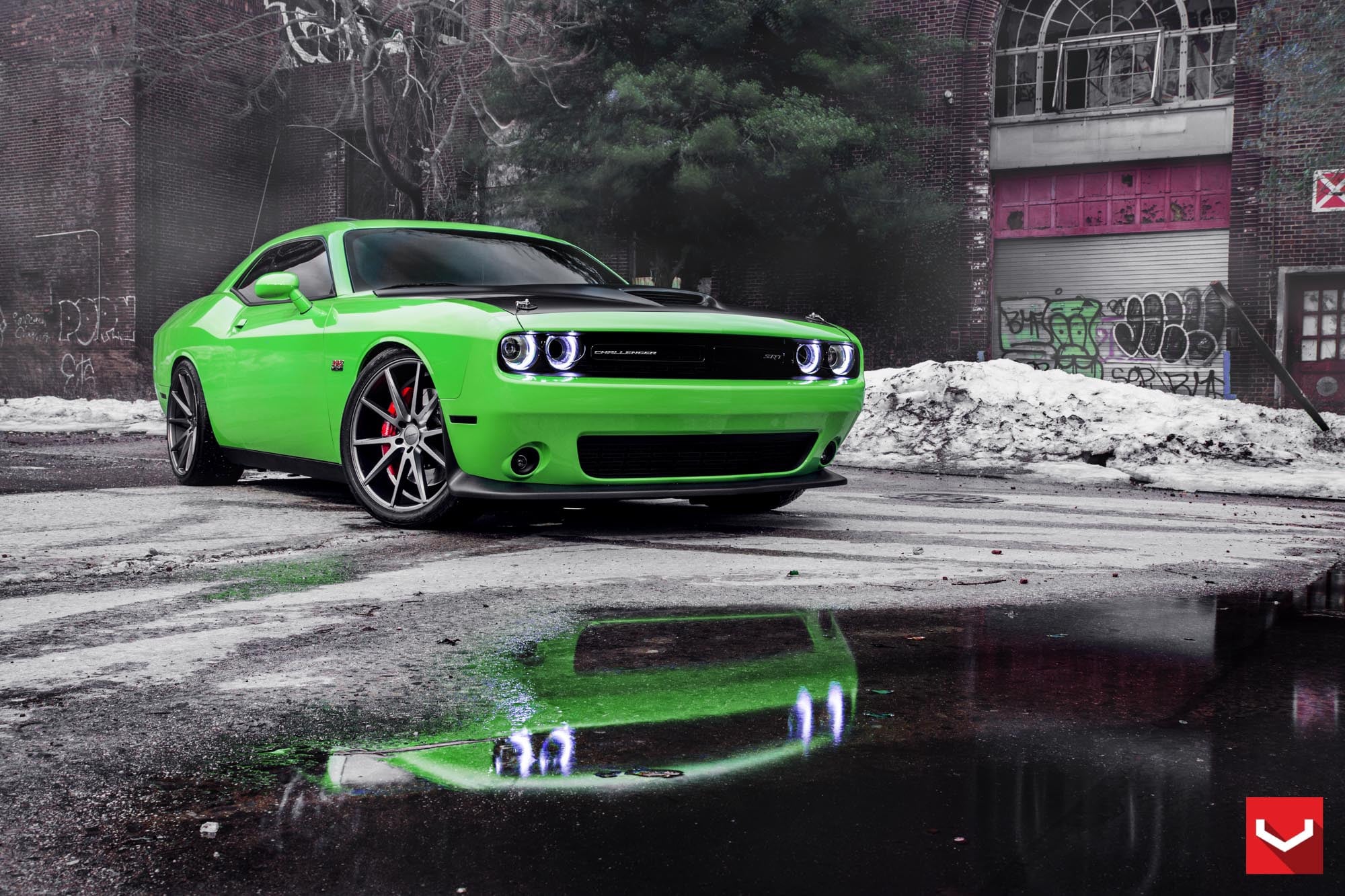Lime Green Dodge Challenger 392 HEMI - Photo by Vossen