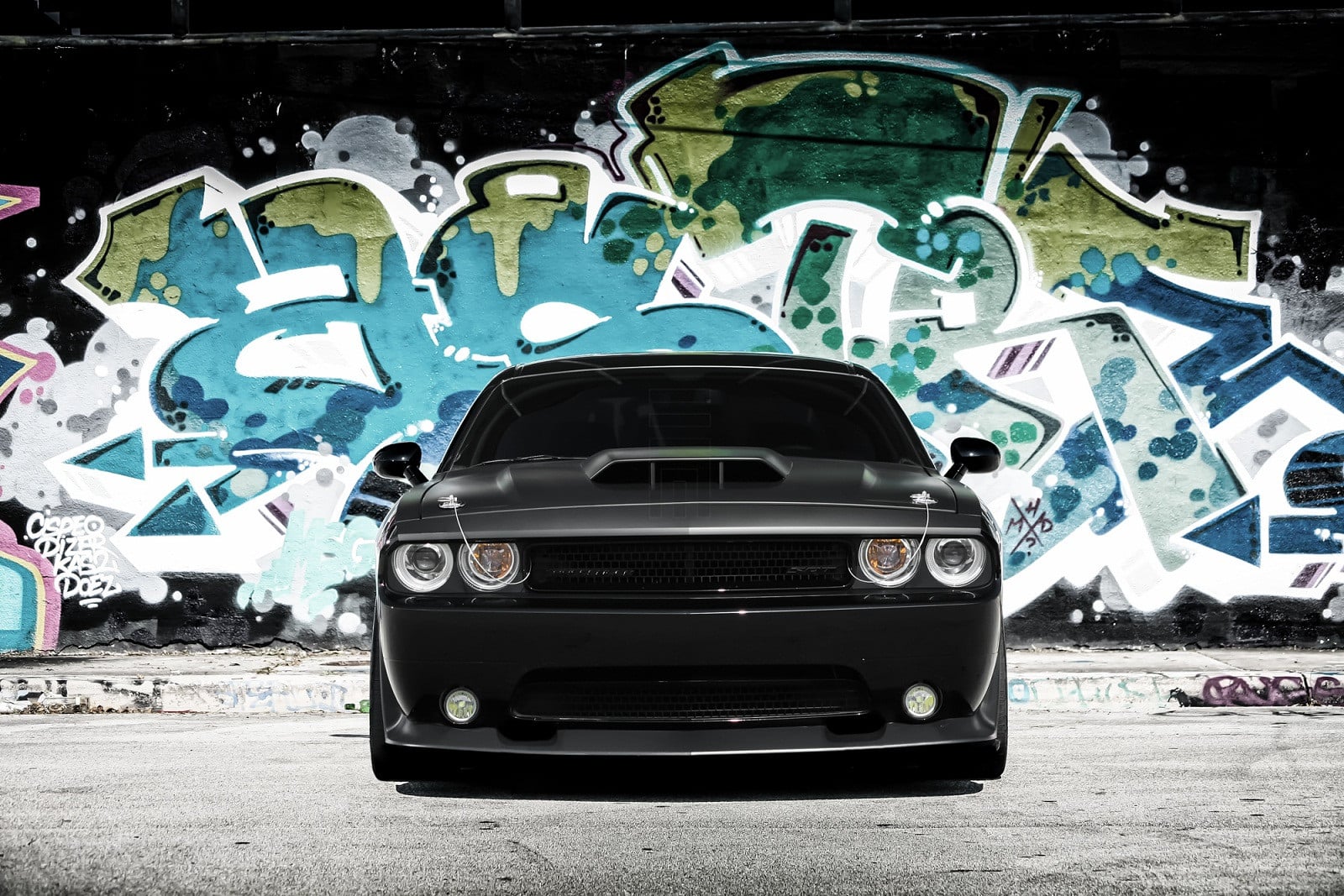 Dodge Challenger With Hood Scoop and Bumper Lip - Photo by Exclusive Motoring
