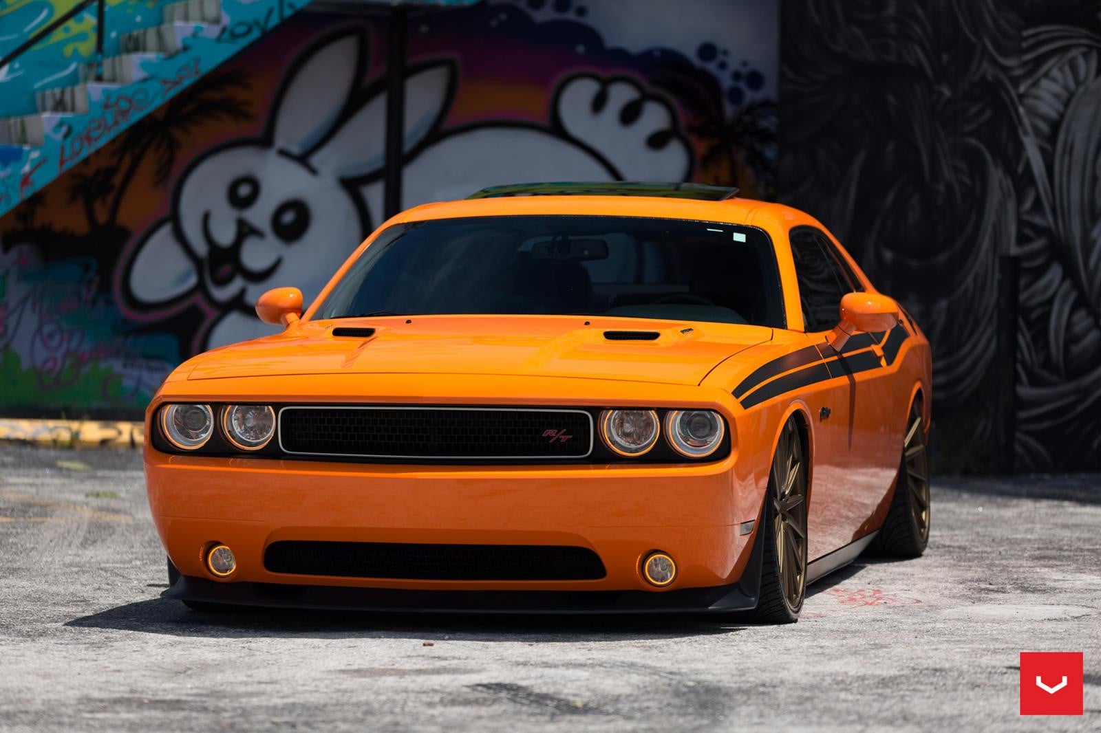 Stanced Orange Dodge Challenger R/T - Photo by Vossen