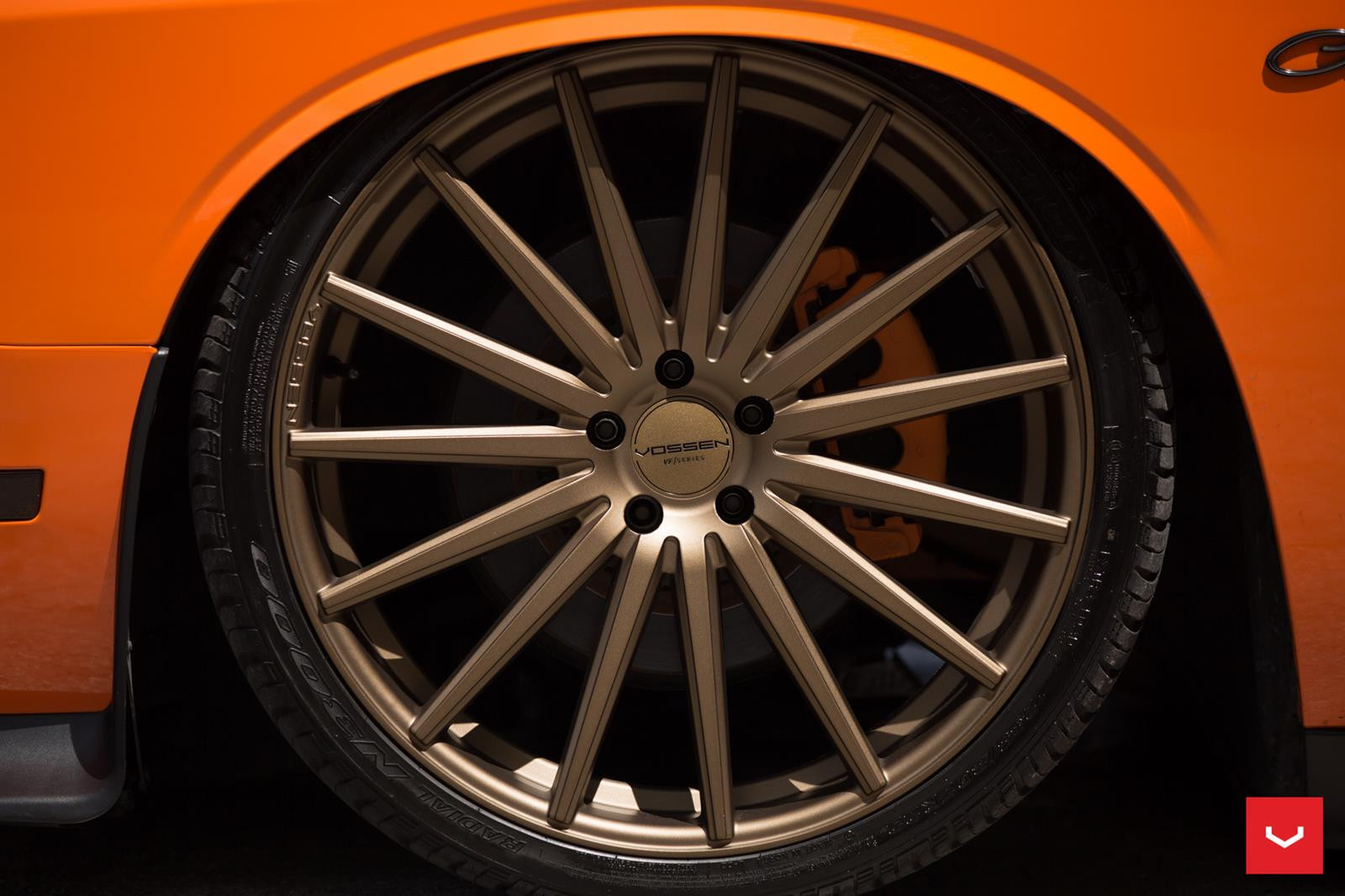 Vossen VPS301 Bronze Rims on Orange Challenger - Photo by Vossen
