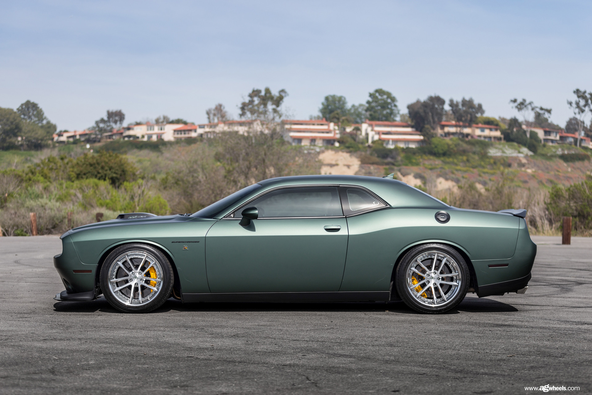 Satin Green Vinyl Wrap on Dodge Challenger - Photo by Avant Garde