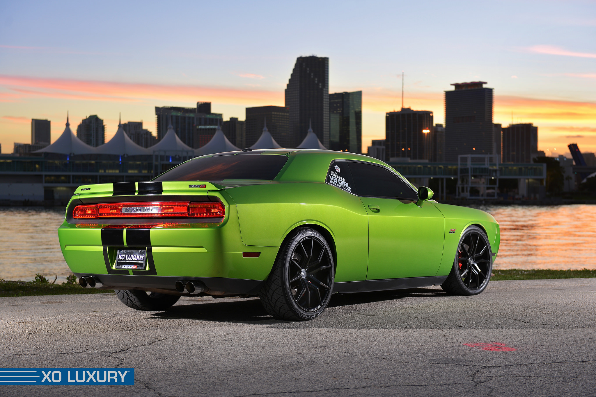 Dodge Challenger With SRT8 License Plate Frame - Photo by XO Luxury