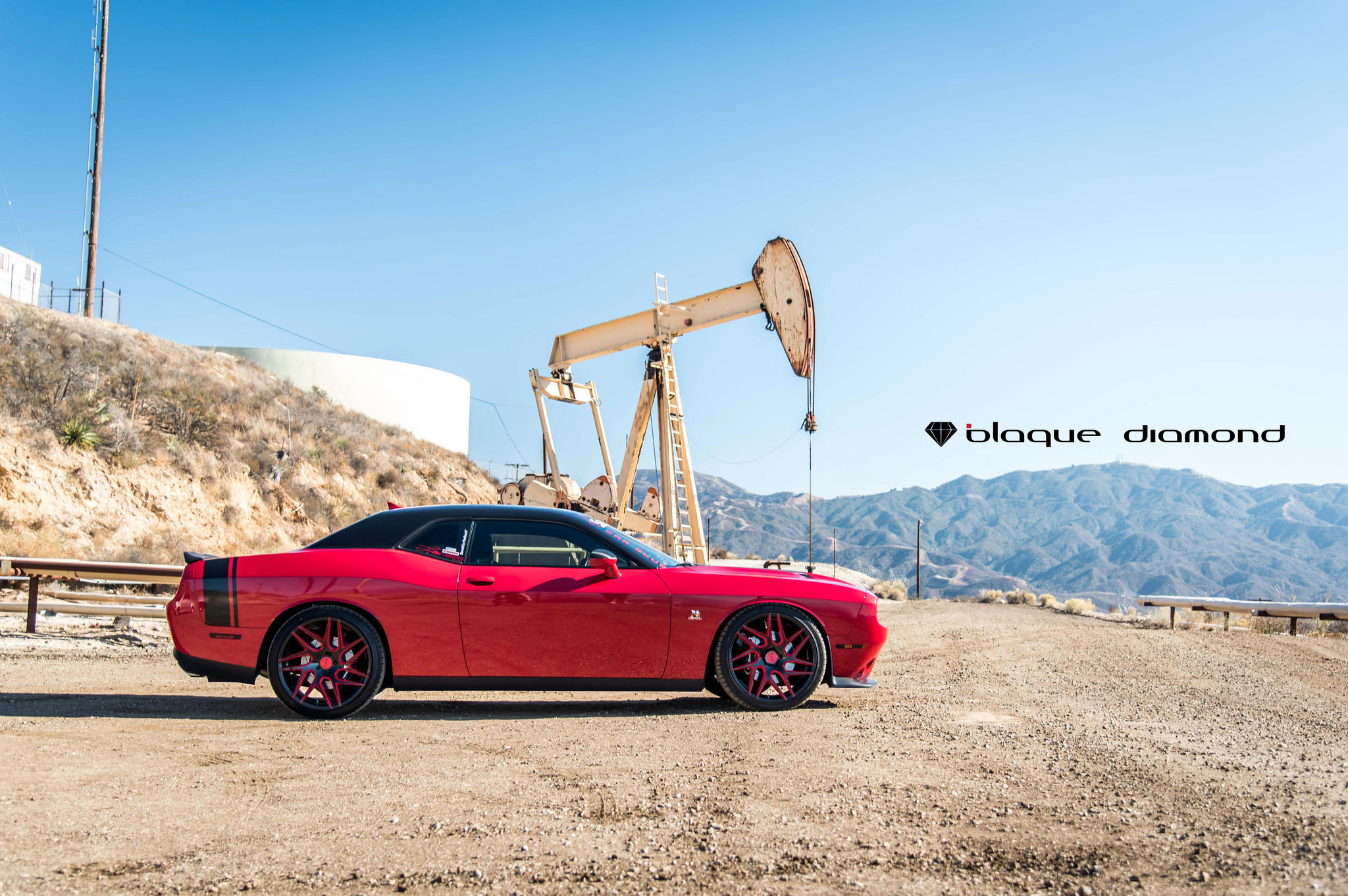 Red Dodge Challenger Scat Pack With Black Roof - Photo by Black Diamond