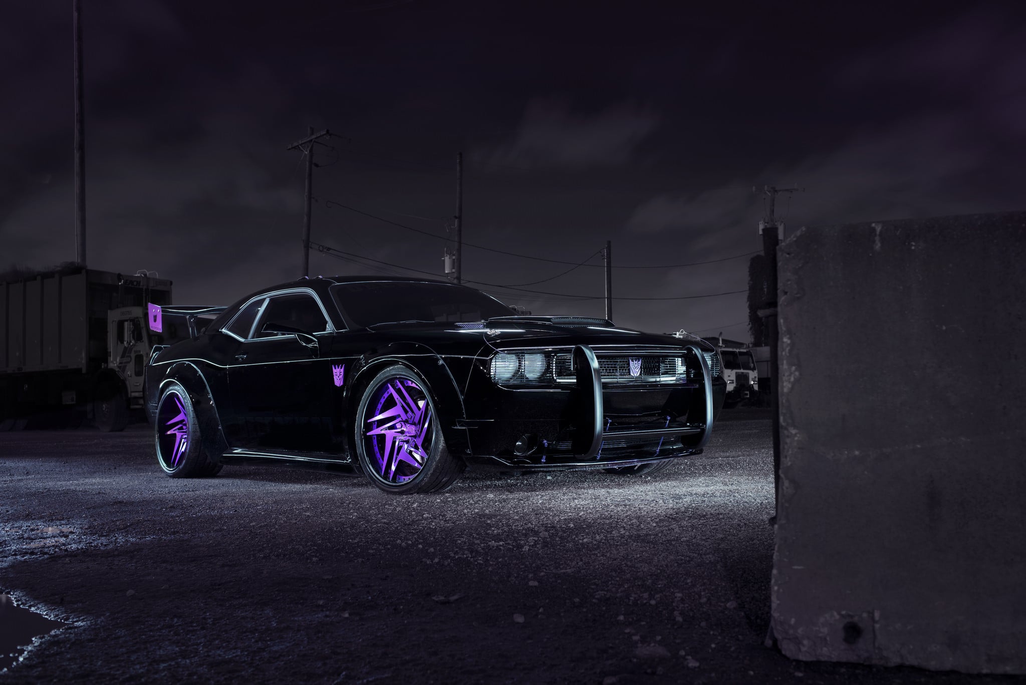 Black Dodge Challenger with Aftermarket Grille Guard - Photo by DUB