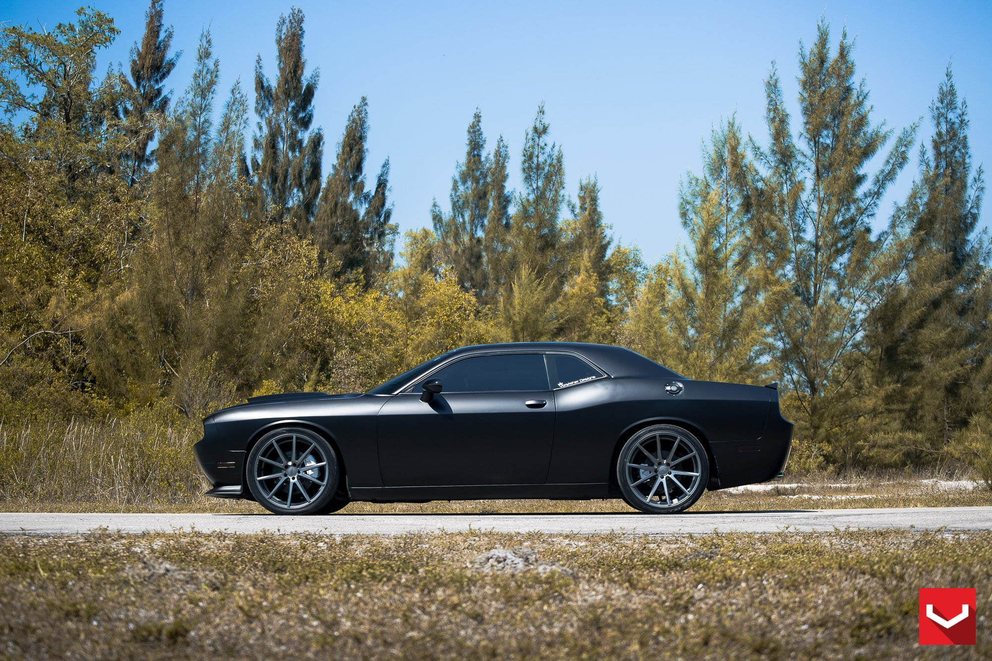 Dark Smoke Vossen Wheels on Dodge Challenger - Photo by Vossen