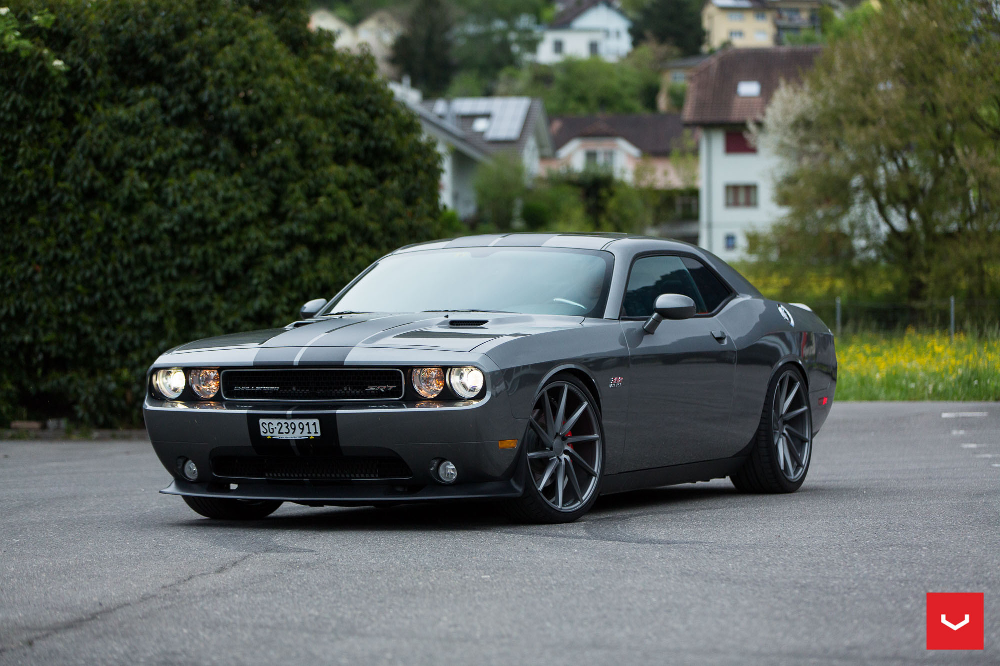 Dodge Challenger SRT with Aftermarket LED Headlights - Photo by Vossen