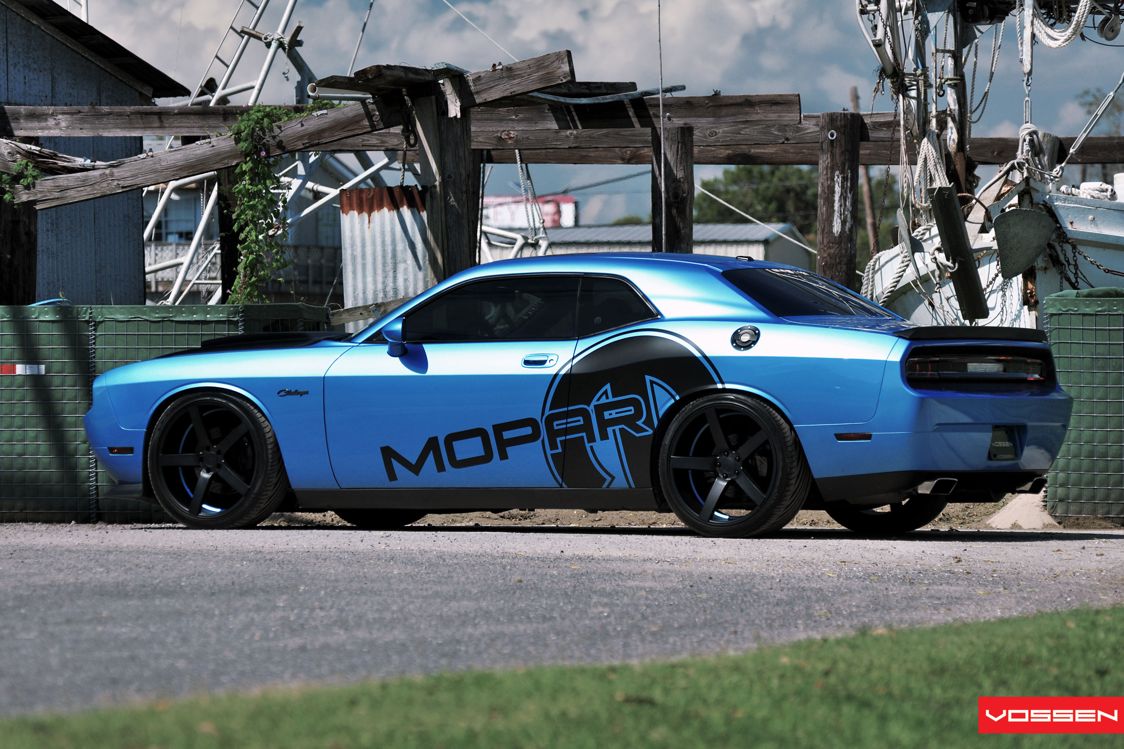 Blue Dodge Challenger Rear Lip Spoiler - Photo by Vossen
