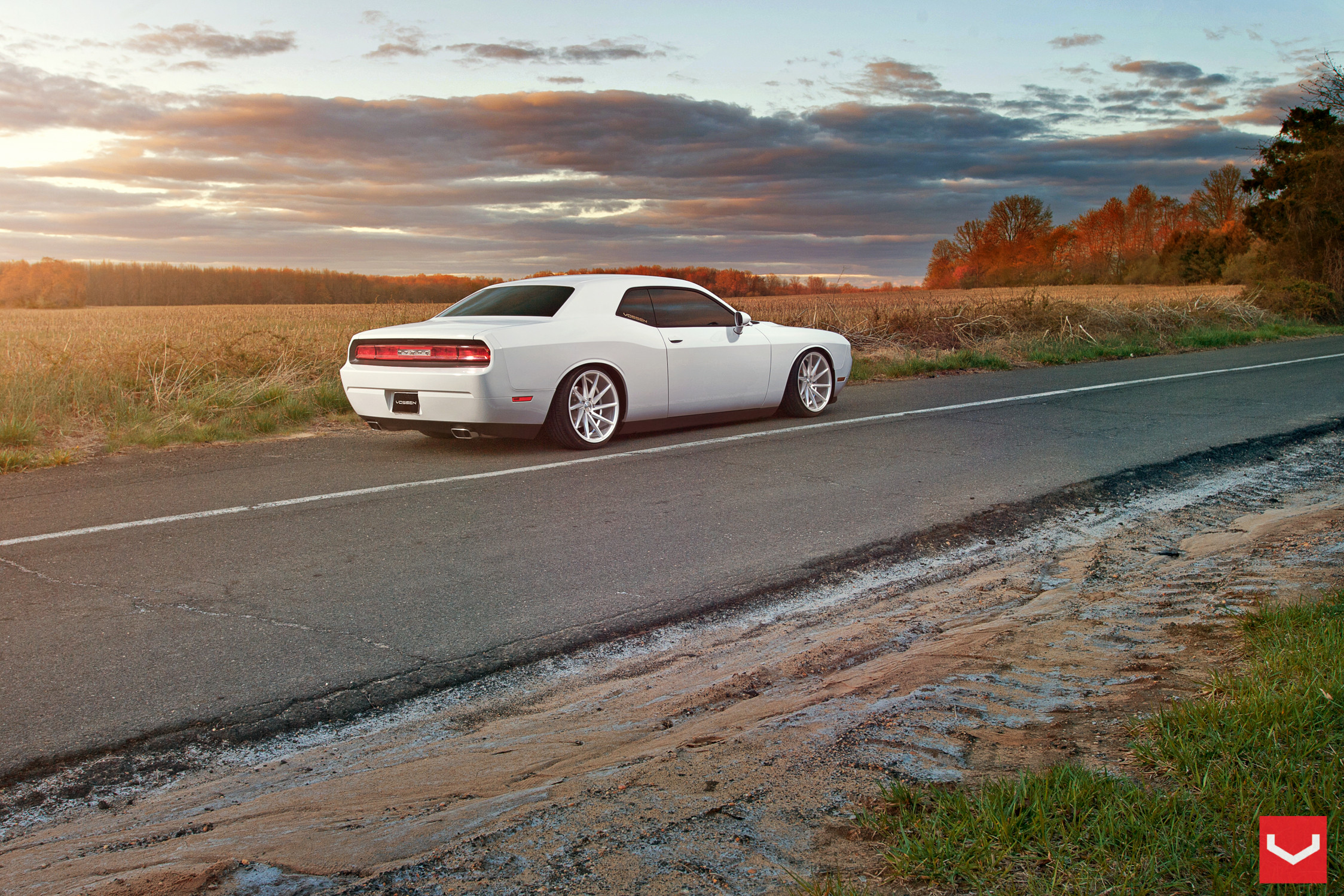 White Dodge Challenger with CVT Vossen Wheels - Photo by Vossen