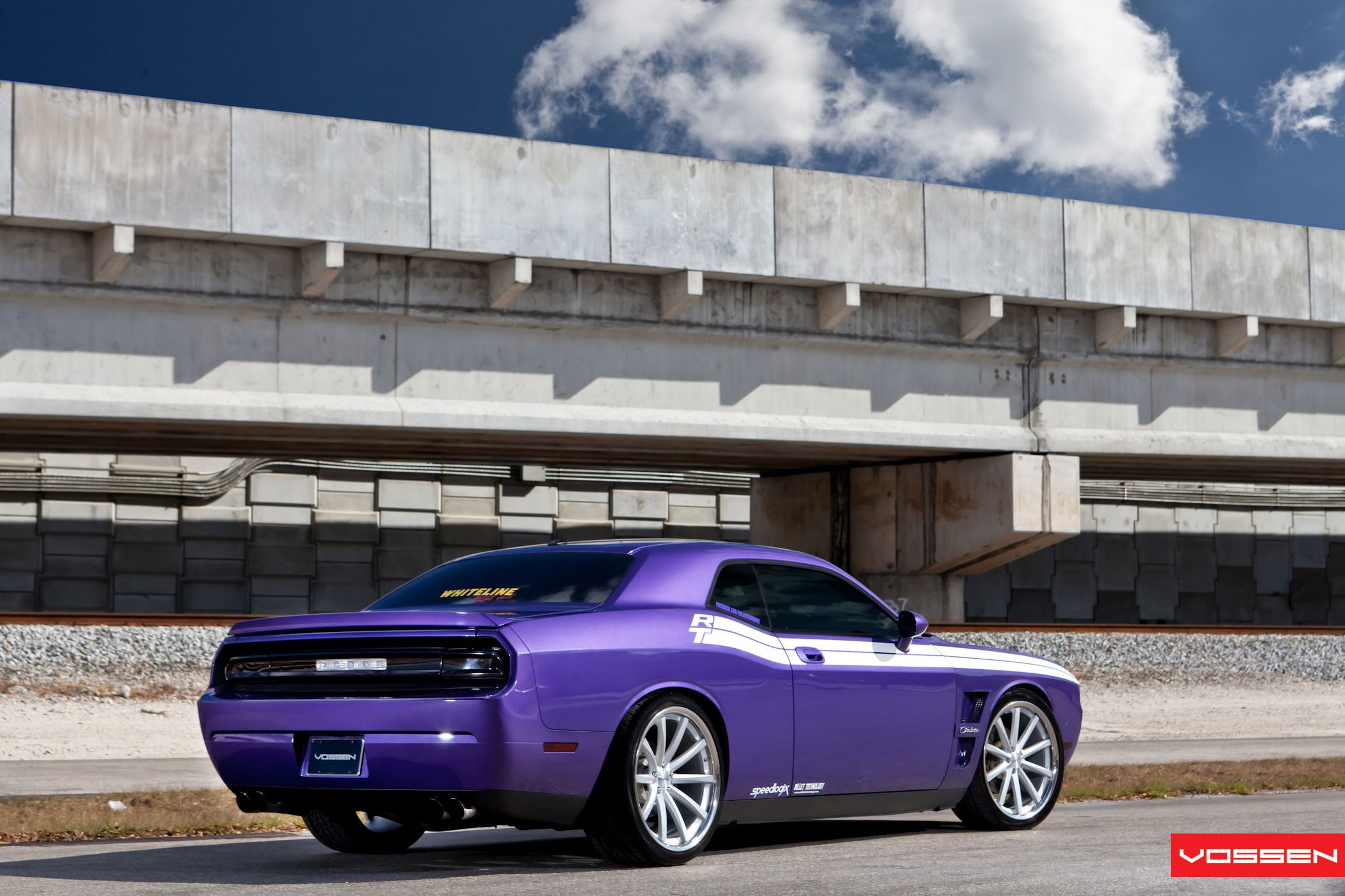 Purple Dodge Challenger Rear Lip Spoiler - Photo by Vossen