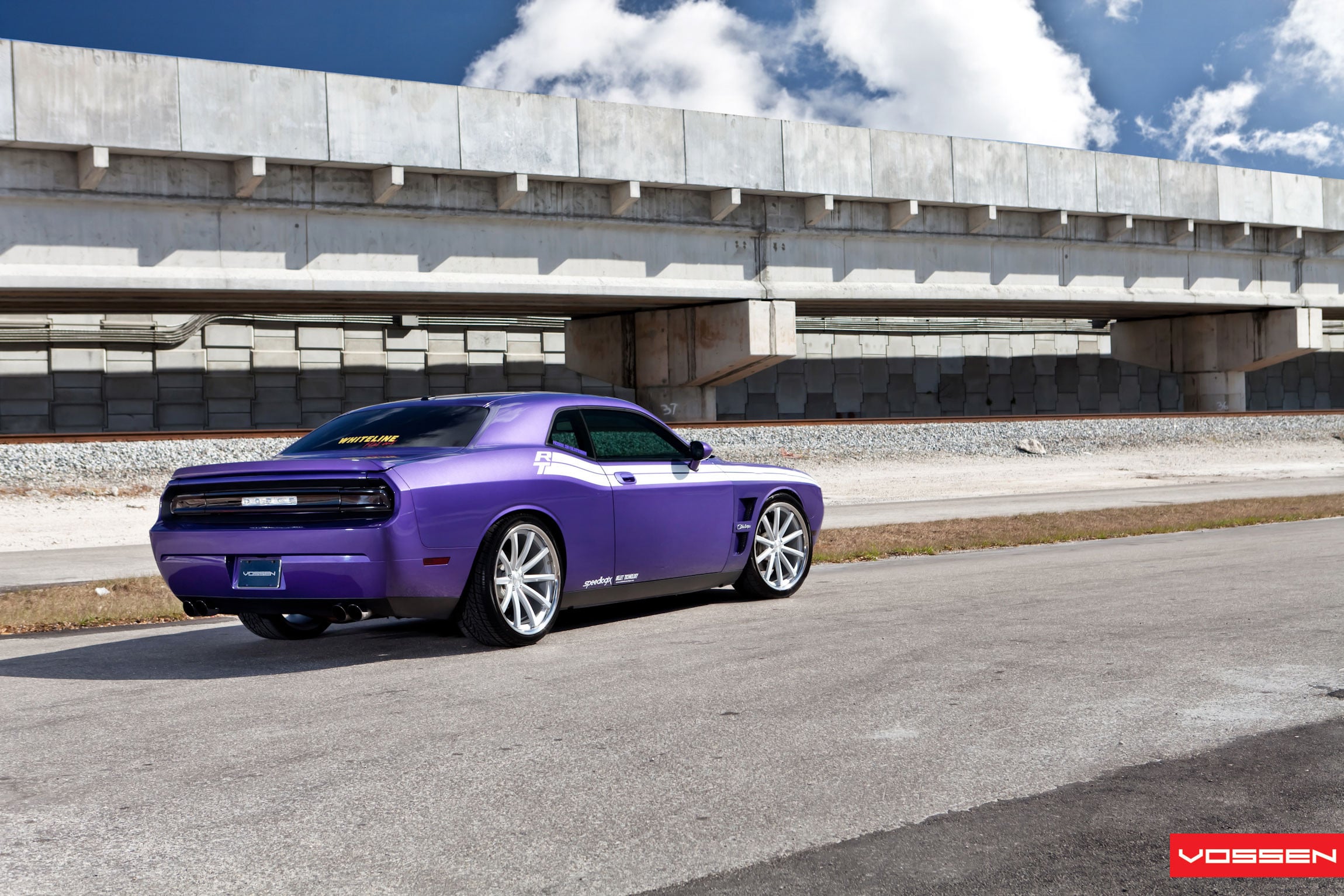 Custom Rear Bumper on Purple Dodge Challenger - Photo by Vossen