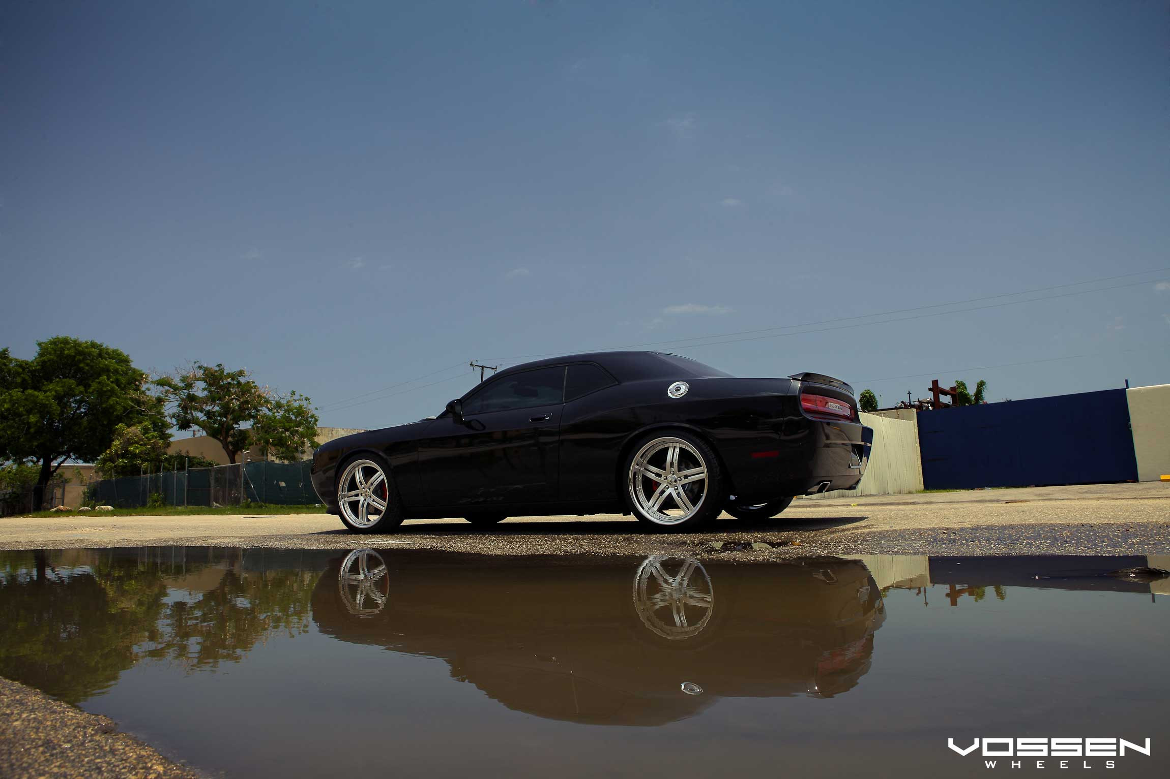 Black Dodge Challenger with Chrome Vossen Wheels - Photo by Vossen