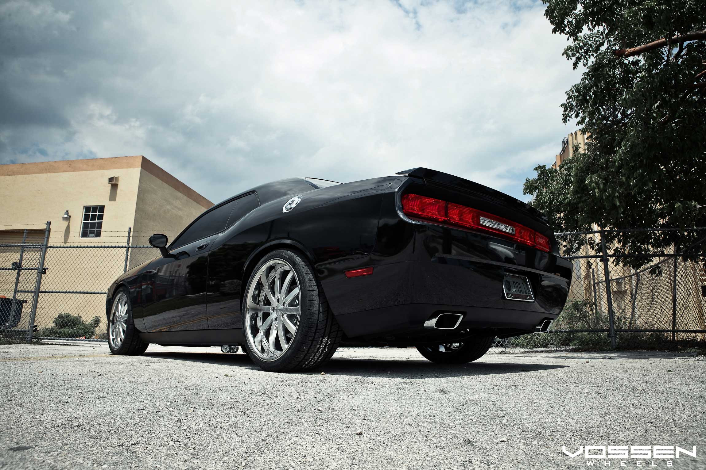 Black Dodge Challenger on Vossen Chrome Rims - Photo by Vossen