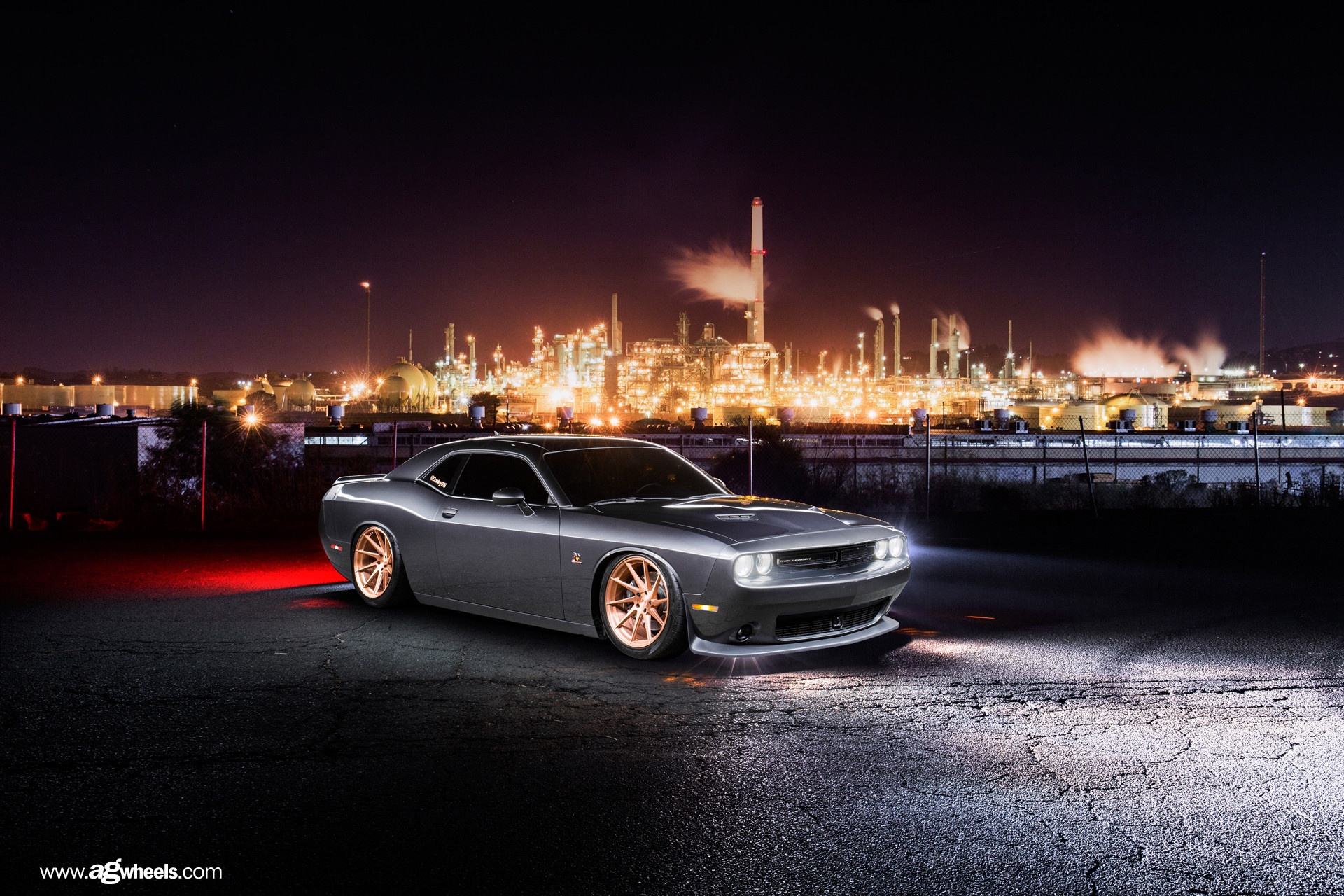 Gray Dodge Challenger with Custom Front Bumper - Photo by Avant Garde Wheels