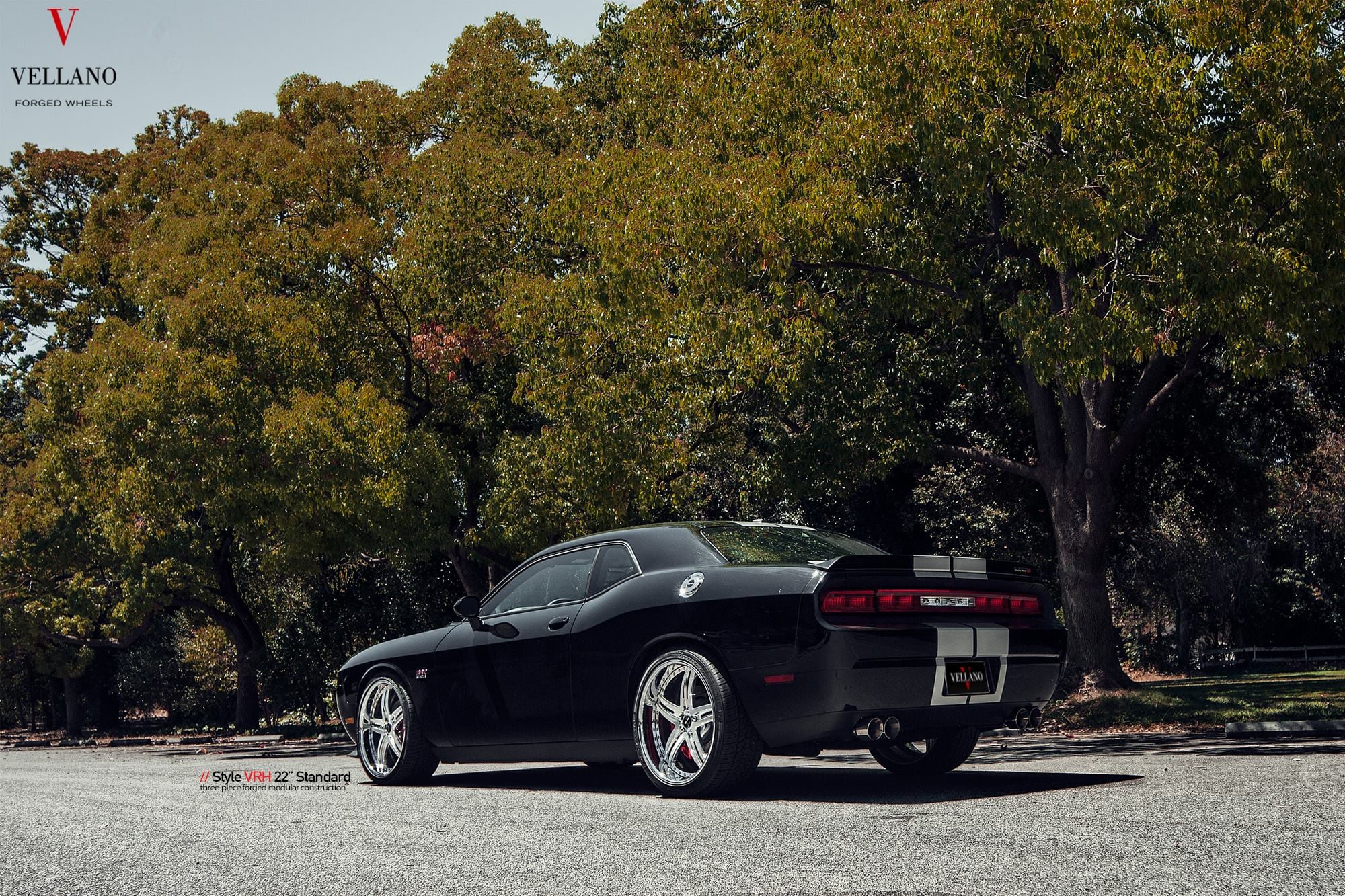 22 Inch Forged Vellano Rims on Black Dodge Challenger - Photo by Vellano