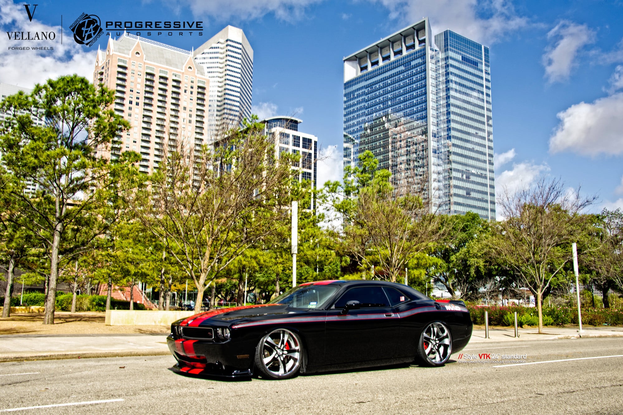 Front Bumper Lip Spoiler on Black Dodge Challenger - Photo by Vellano