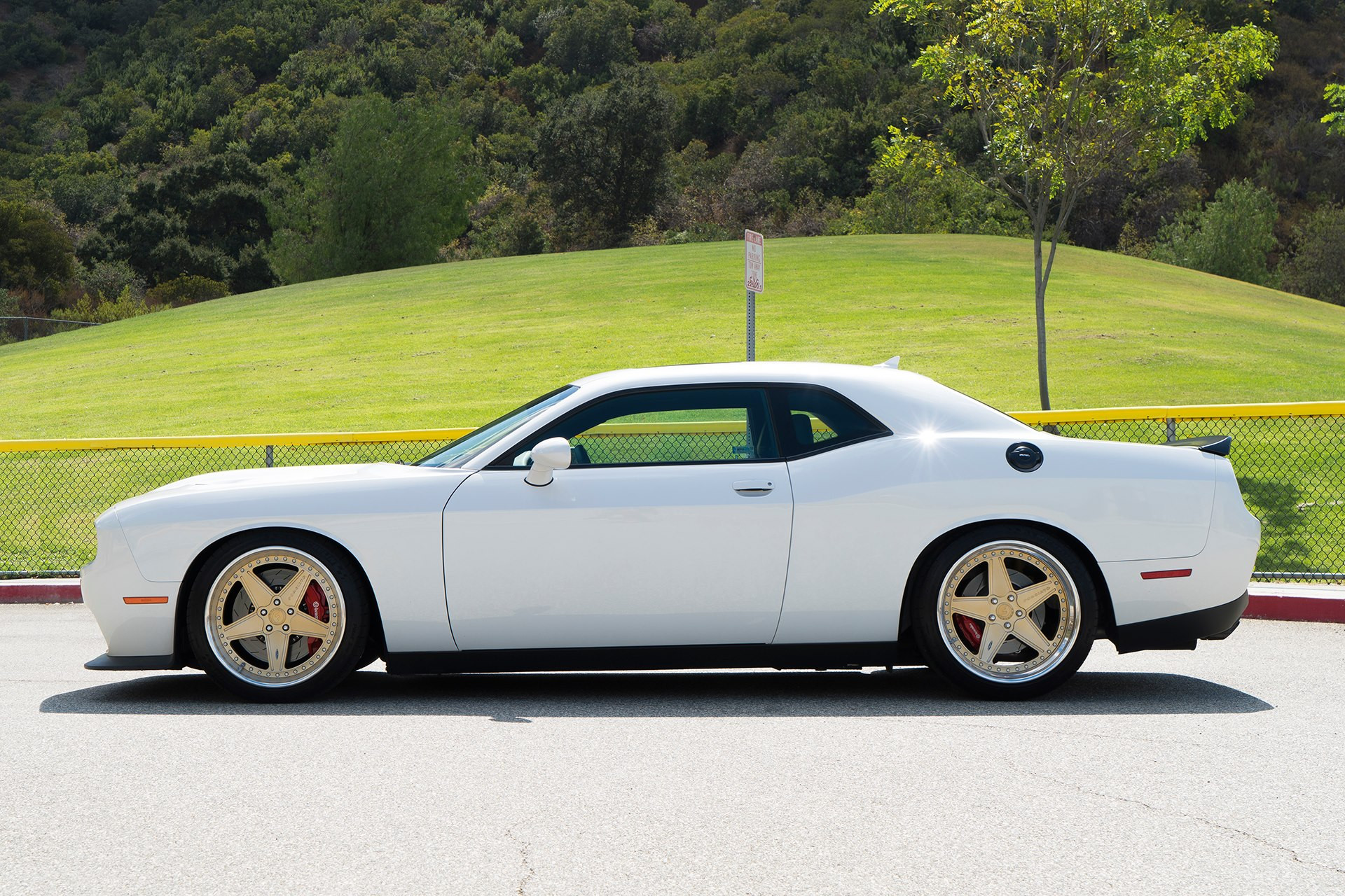 Custom White Dodge Challenger SRT Side Skirts - Photo by Forgiato