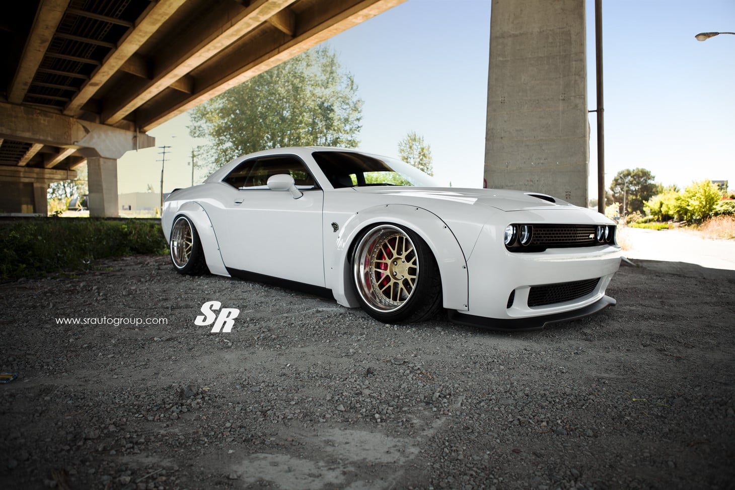 Slammed Hellcat With Liberty Walk Overfenders - Photo by SR Auto Group