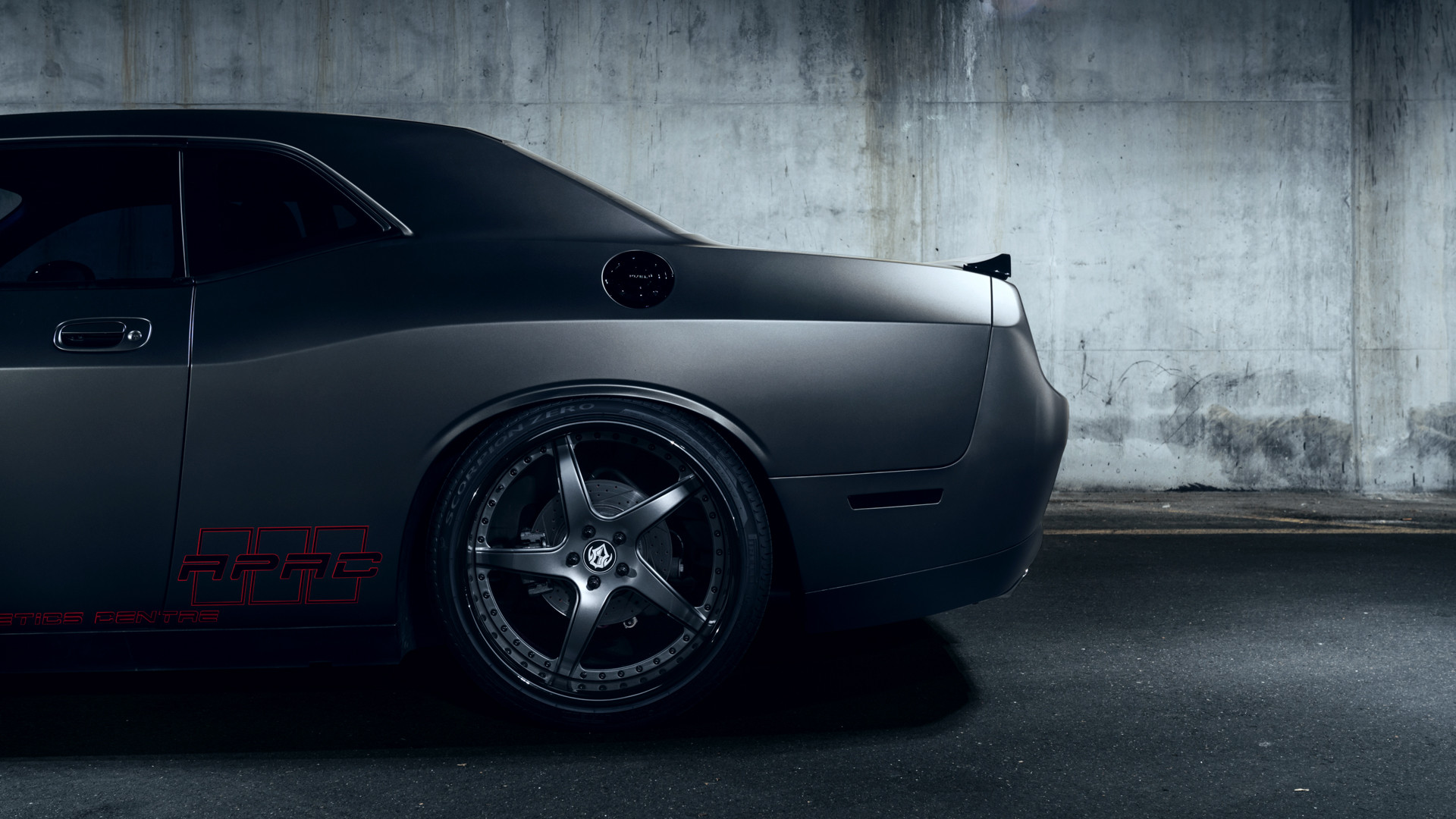 Matte Gray Dodge Challenger with Pirelli Tires - Photo by Arlen Liverman