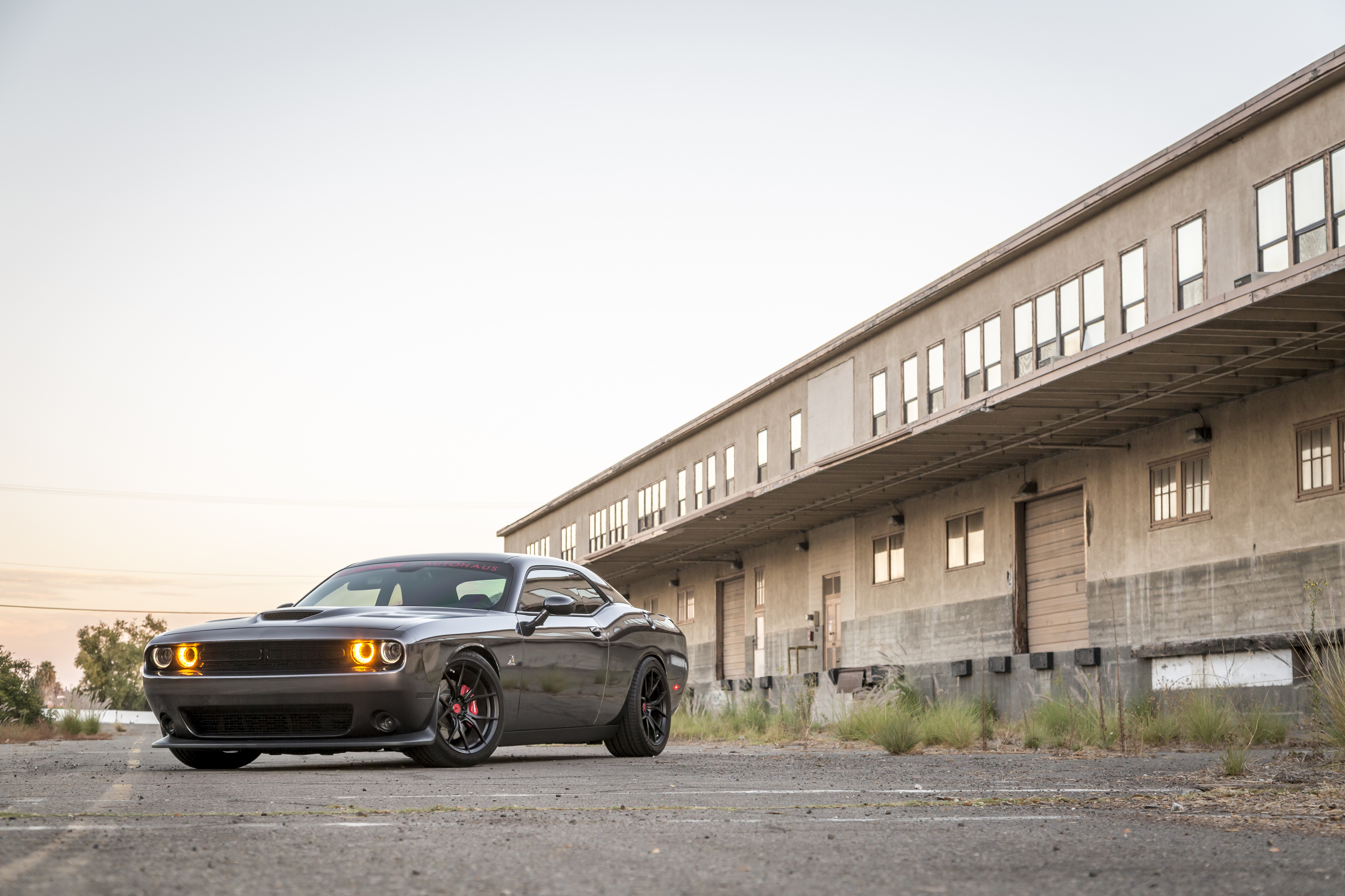 Front Bumper with Fog Lights on Gray Dodge Challenger - Photo by Vorstiner