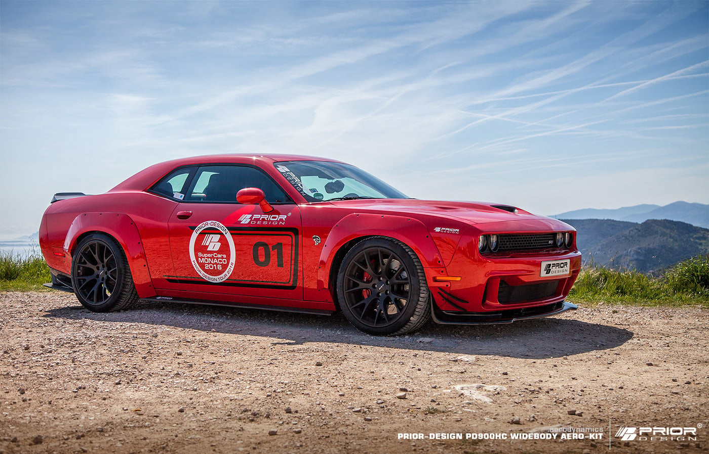 Red Dodge Challenger with Custom Wheels - Photo by Prior Design