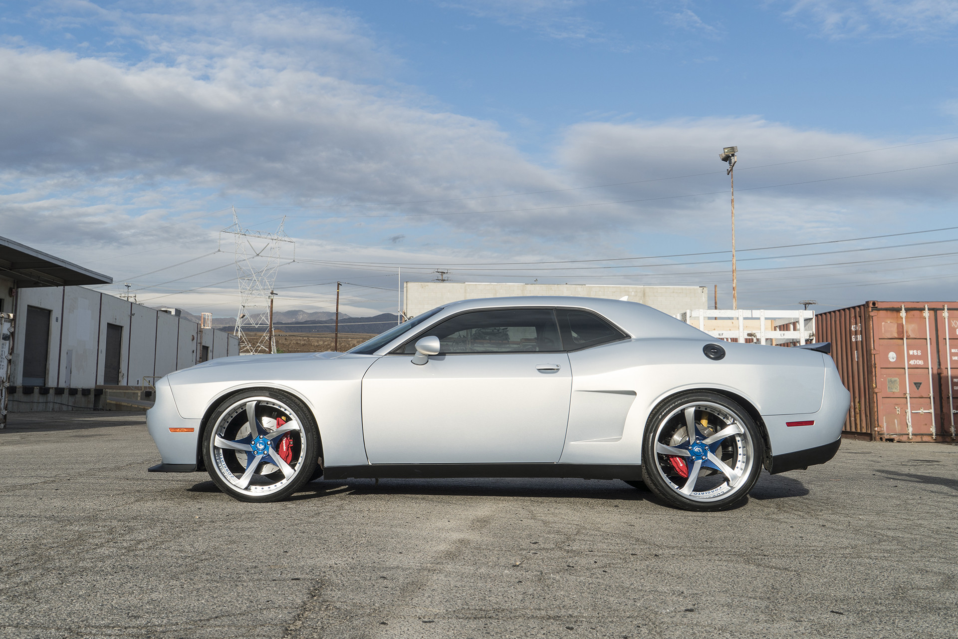 Custom Gray Dodge Challenger Side Skirts - Photo by Forgiato