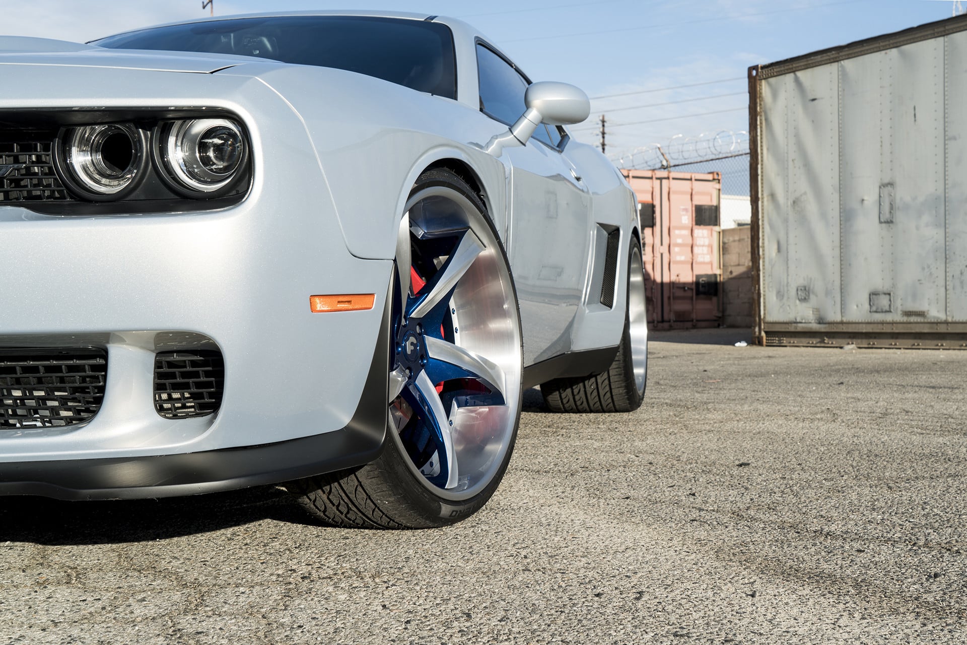 Custom Halo Headlights on Gray Dodge Challenger SRT - Photo by Forgiato