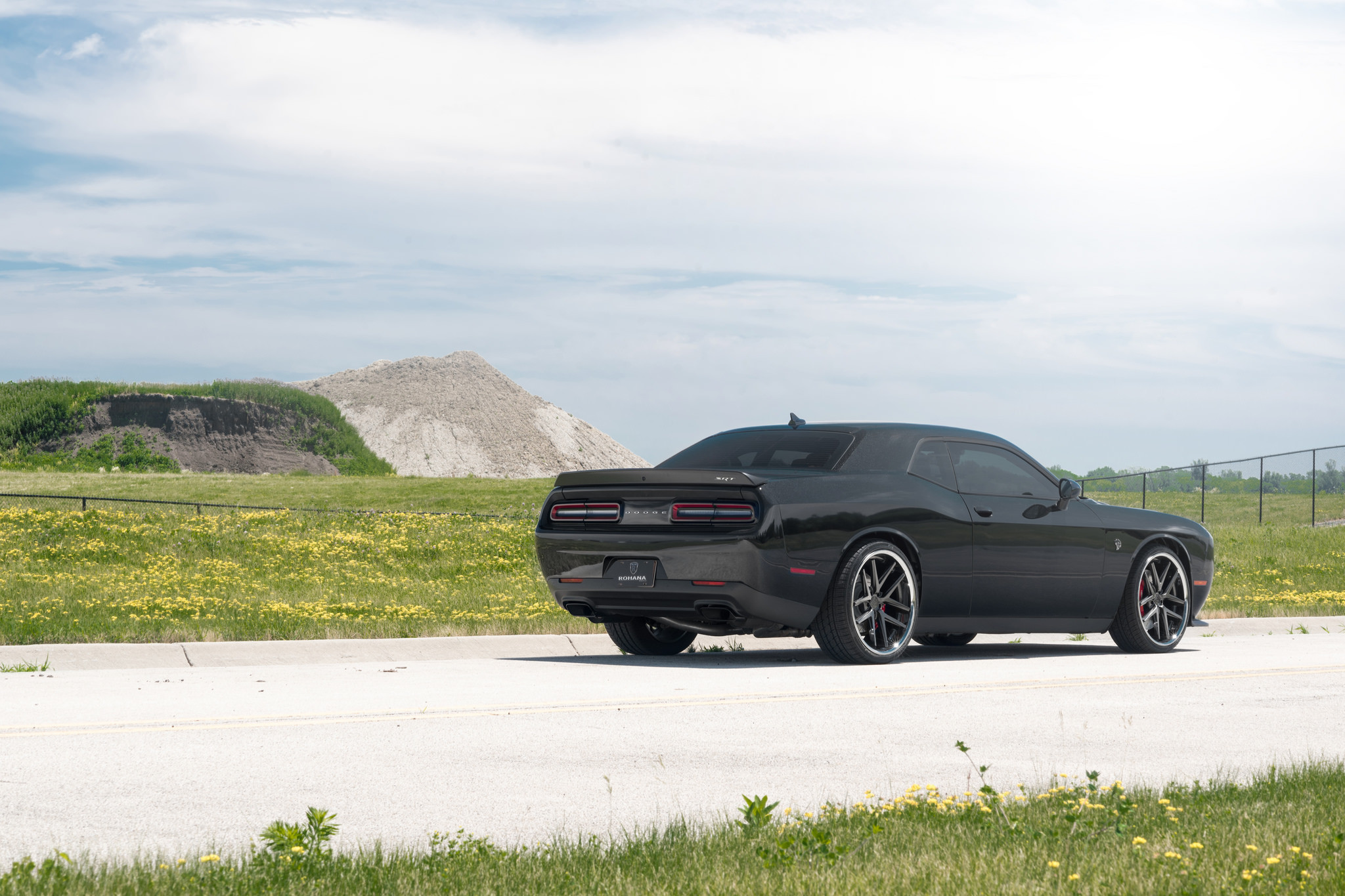 Custom Style Rear Spoiler on Black Dodge Challenger - Photo by zandbox